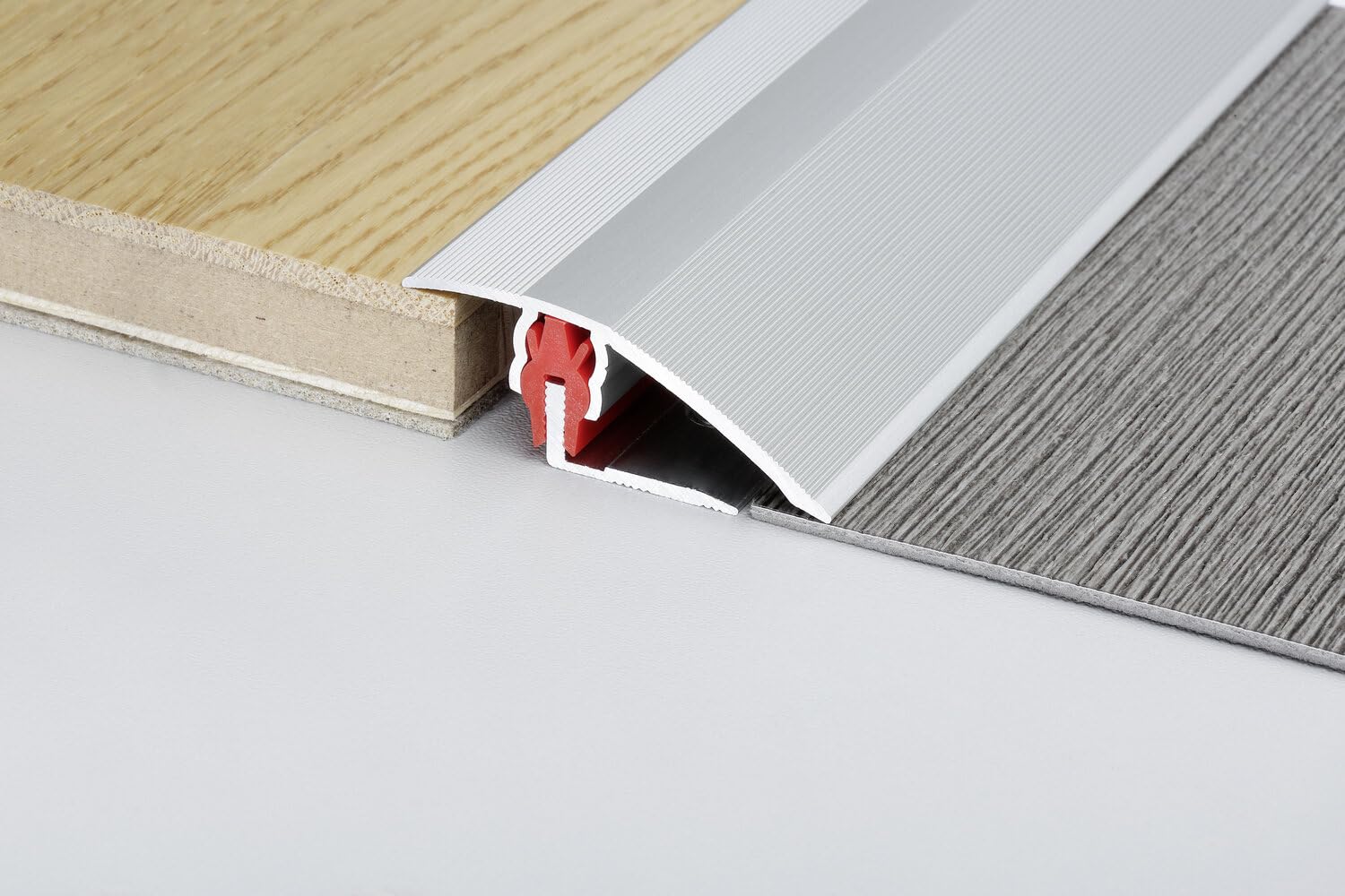 Profilo Di Transizione In Alluminio Argento 51x900 Mm – Compensa Altezze Da 3 A 23 Mm, Ideale Per Parquet E Pavimenti