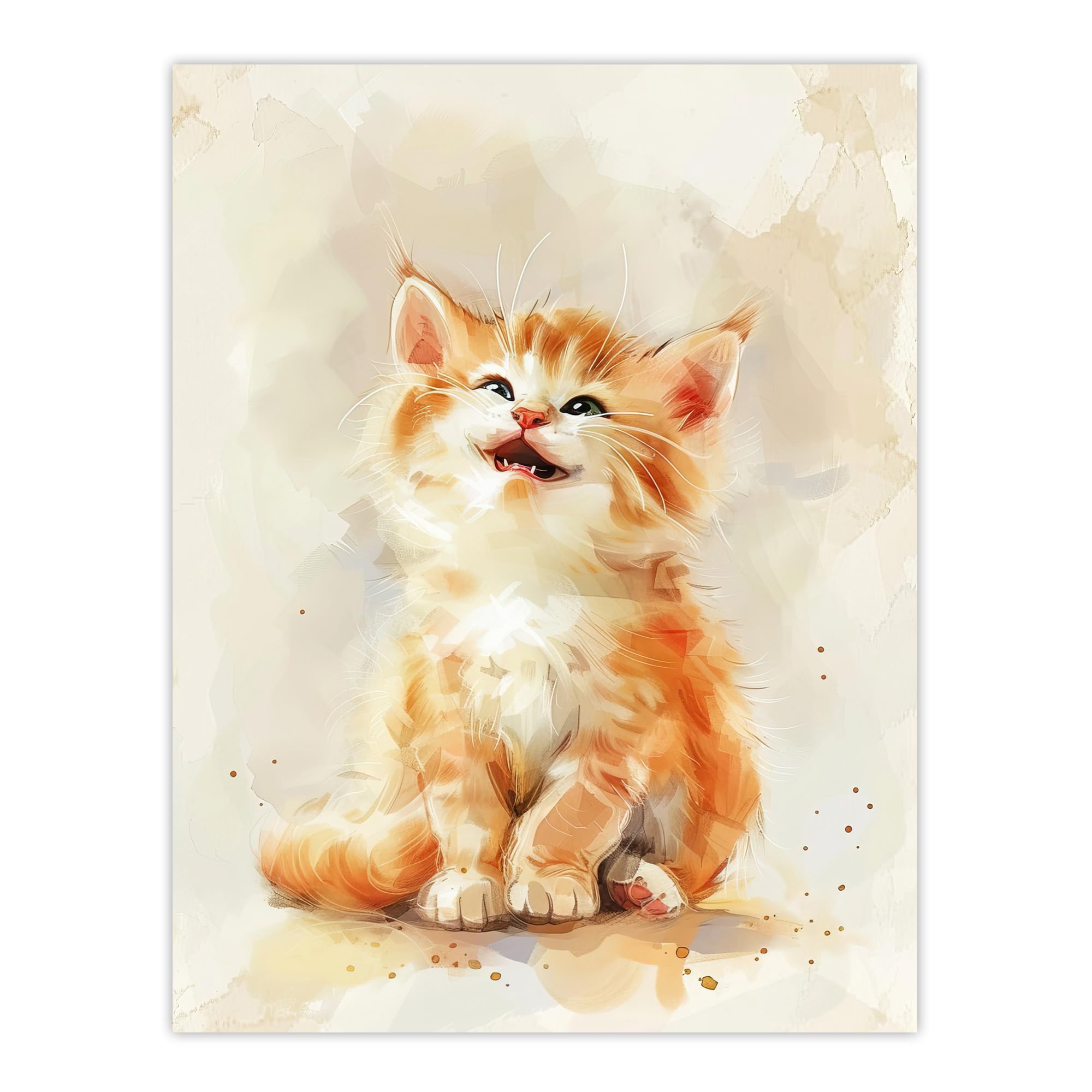 Artery8 Cute Happy Fluffy Ragdoll Kitten Orange Cat Lover Living Room Extra Large XL Wall Art Poster Print