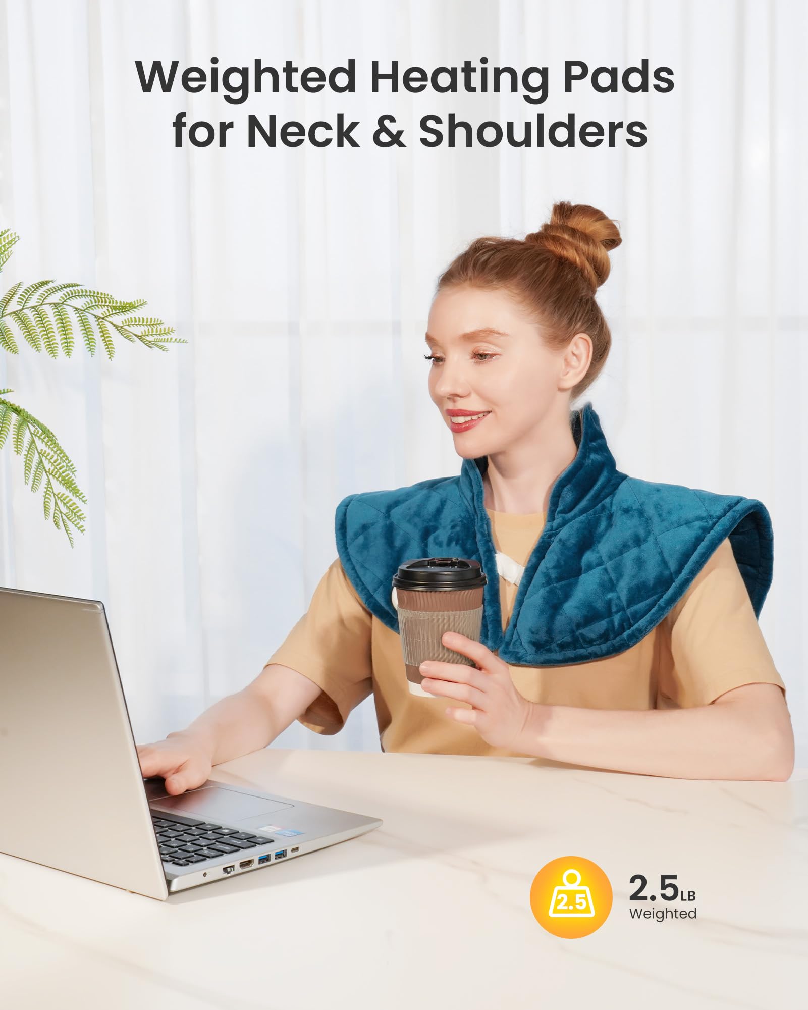 1170G Gewichtetes Heizkissen für Nacken & Schultern – 5 Wärmeeinstellungen, 4 Timer, Abschaltautomatik – Perfekt zur Schmerzlinderung & als Geschenk für Frauen, Männer, Mama & Pap