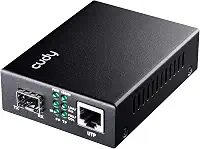 Cudy Conversor de mídia de fibra MC220 Gigabit SFP para RJ45, conversor de fibra para Ethernet, Plug and Play, caixa de metal, compatibilidade versátil, negociação automática