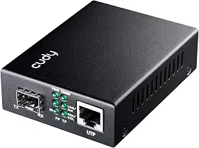 Cudy Conversor de mídia de fibra MC220 Gigabit SFP para RJ45, conversor de fibra para Ethernet, Plug and Play, caixa de metal, compatibilidade versátil, negociação automática