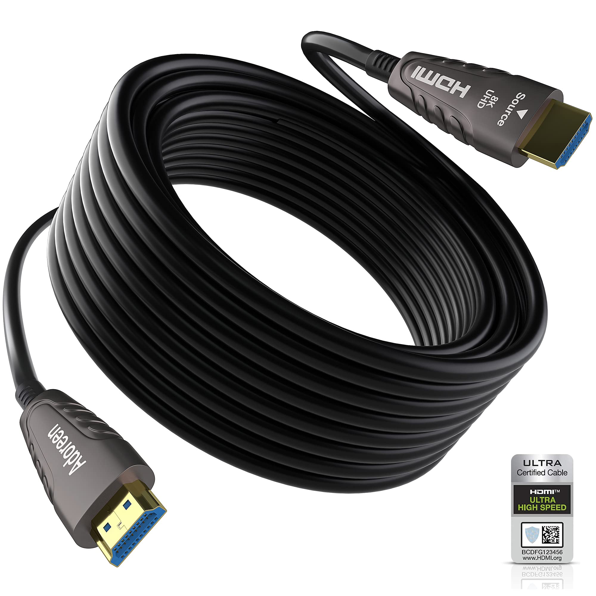 Amazon | Adoreen 8K 光ファイバー HDMI 2.1 ケーブル 50フィート-15