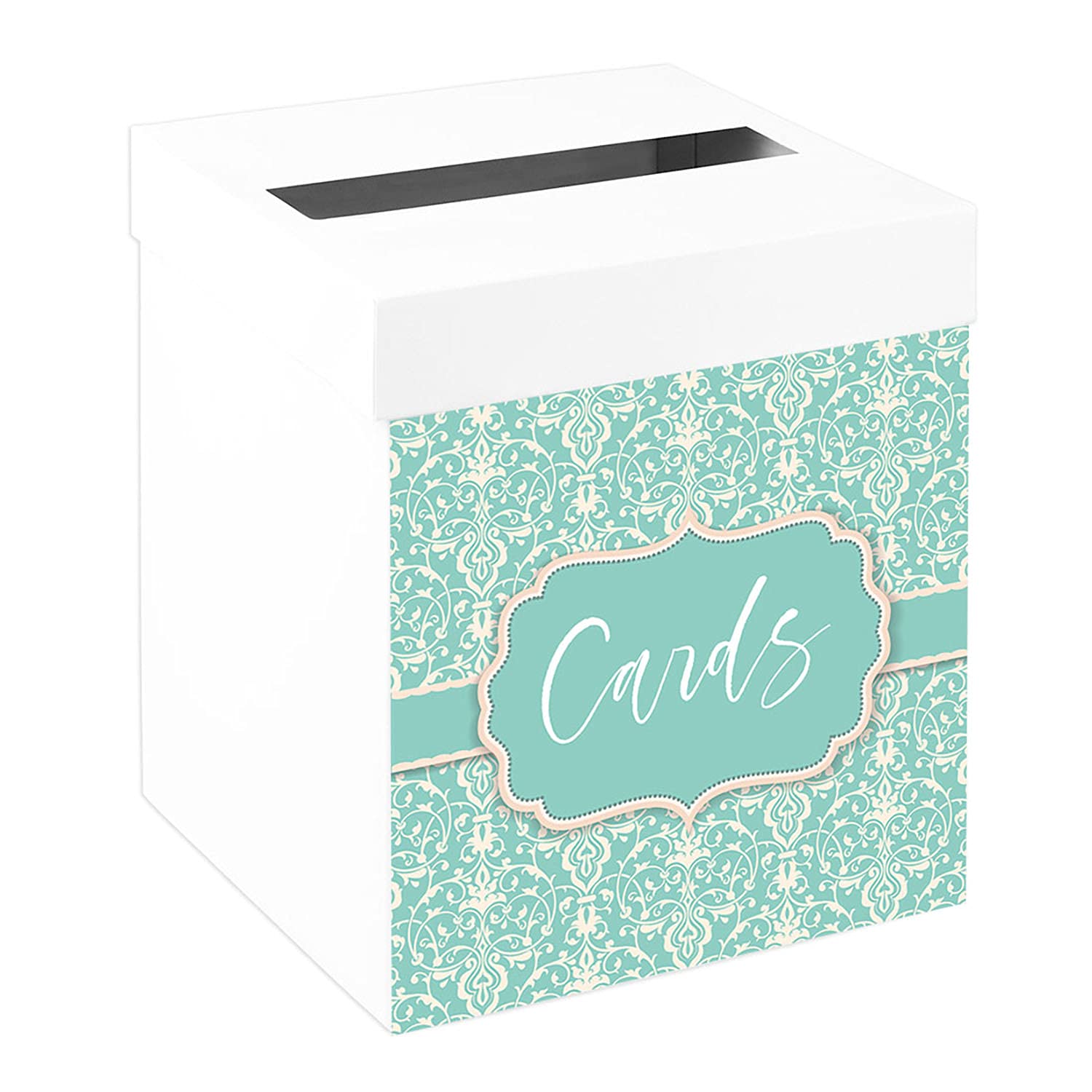 Andaz Press Sturdy White Wedding Day Card Box Vintage Filigree Wedding Gift Boxes for Cards Card Box for Bridal Shower Baby Shower Birthday Graduation Events 10x10x10 Inches