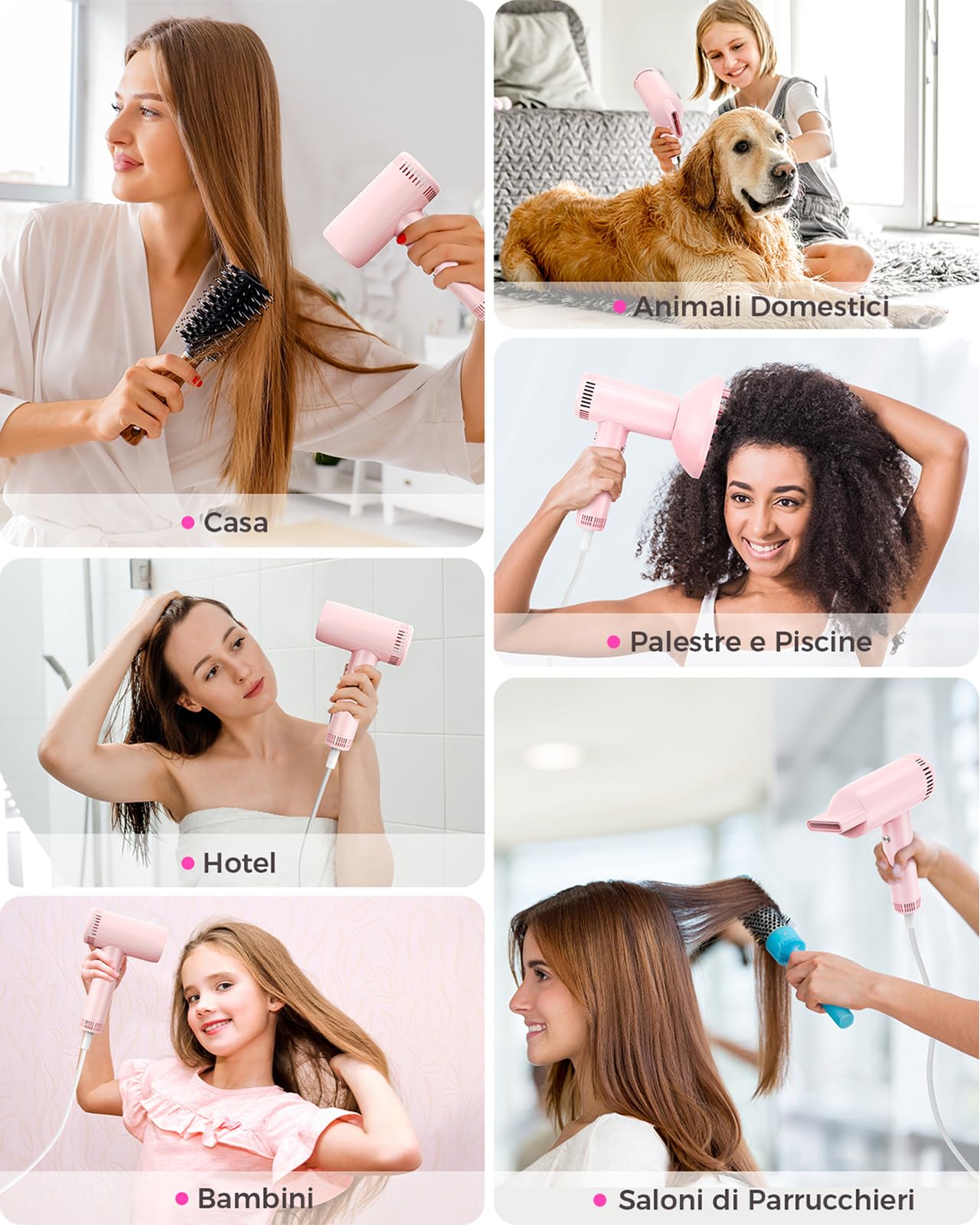 Haokoo Phon Capelli Alta Velocità 160.000 RPM - Asciugatura Rapida con Ioni Anticrespo, Asciugacapelli Professionale 9 Temperature con Display, 365g Leggero con Diffusore Magnetico, Casa e Viaggio
