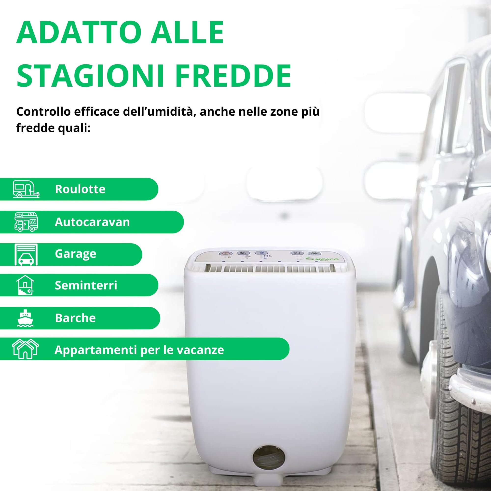 Meaco DD8L Deumidificatore per disidratazione, Ionizzatore, Ideale per l'uso in Locali Non riscaldati (Inferiore a 10 °C), Funzione Auto-Restart, 660 W, 240 V, Blanc Avec Bordure Bleue