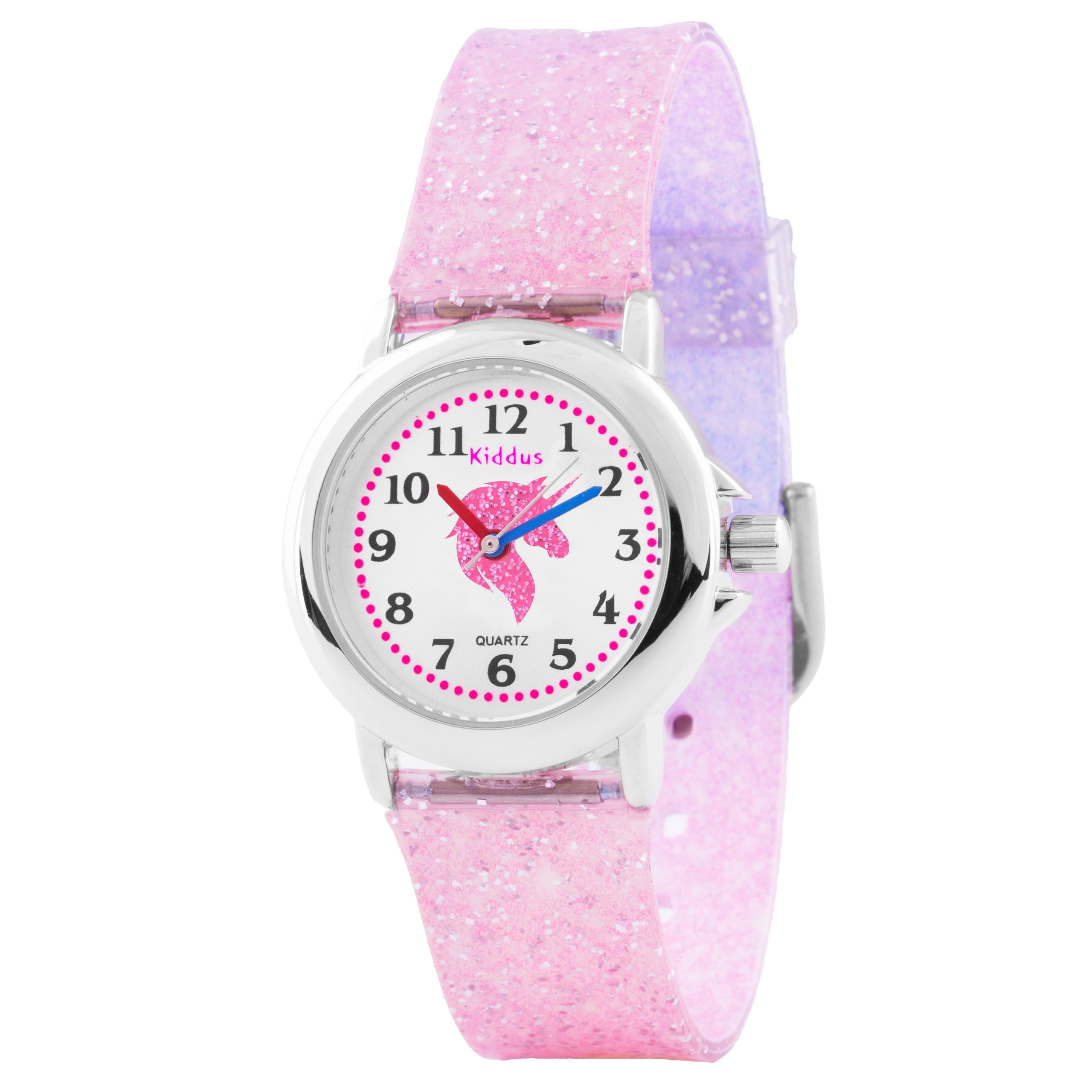 KiddusGirl Watch. with Glitter. Kids Watch for Girls. with Exercises to Learn The Time. Watches for Girls. Easy to Read. Sparkly. from 4+ Years.