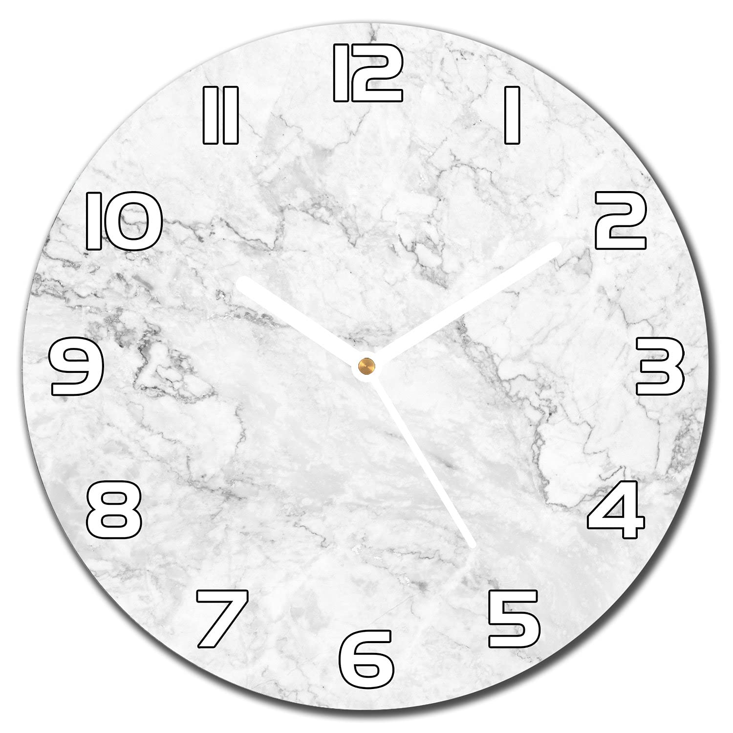Horloge en Verre de Sécurité Effet Pierre de Marbre Cadran Chic 30 cm