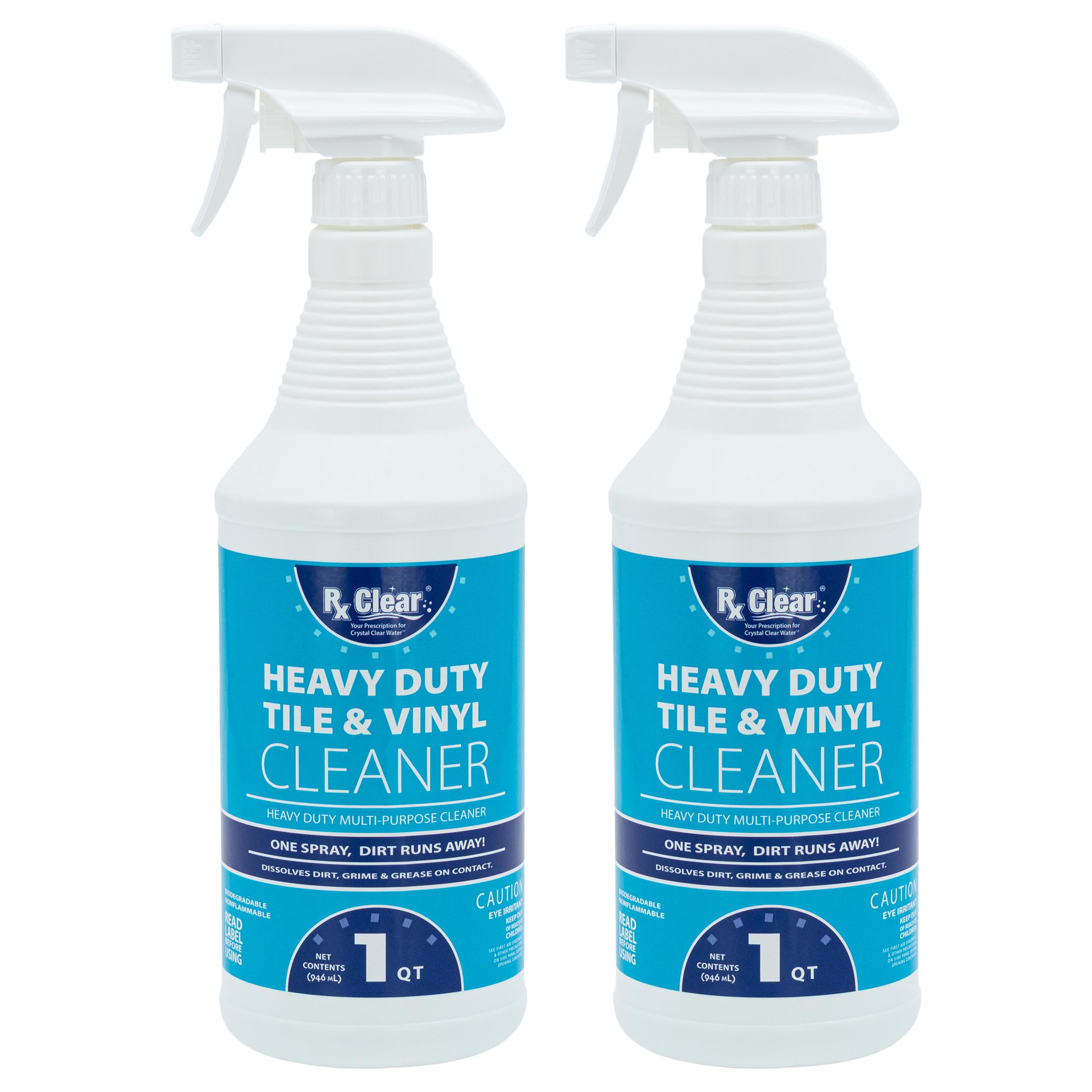 Rx Clear Title Heavy Duty Tile & Vinyl Cleaner | Multi-Purpose Chemical for Indoor and Outdoor Surfaces Including Swimming Pools | Cleans On Contact |
