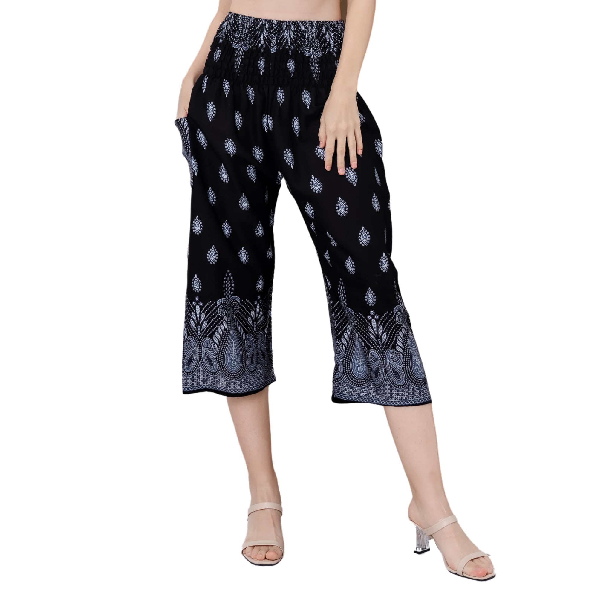 Boho PantsCulottes for Women Wide Leg Gaucho Pants Capris for Women high Waist Palazzo for Yoga The Beach or The Whole Summer
