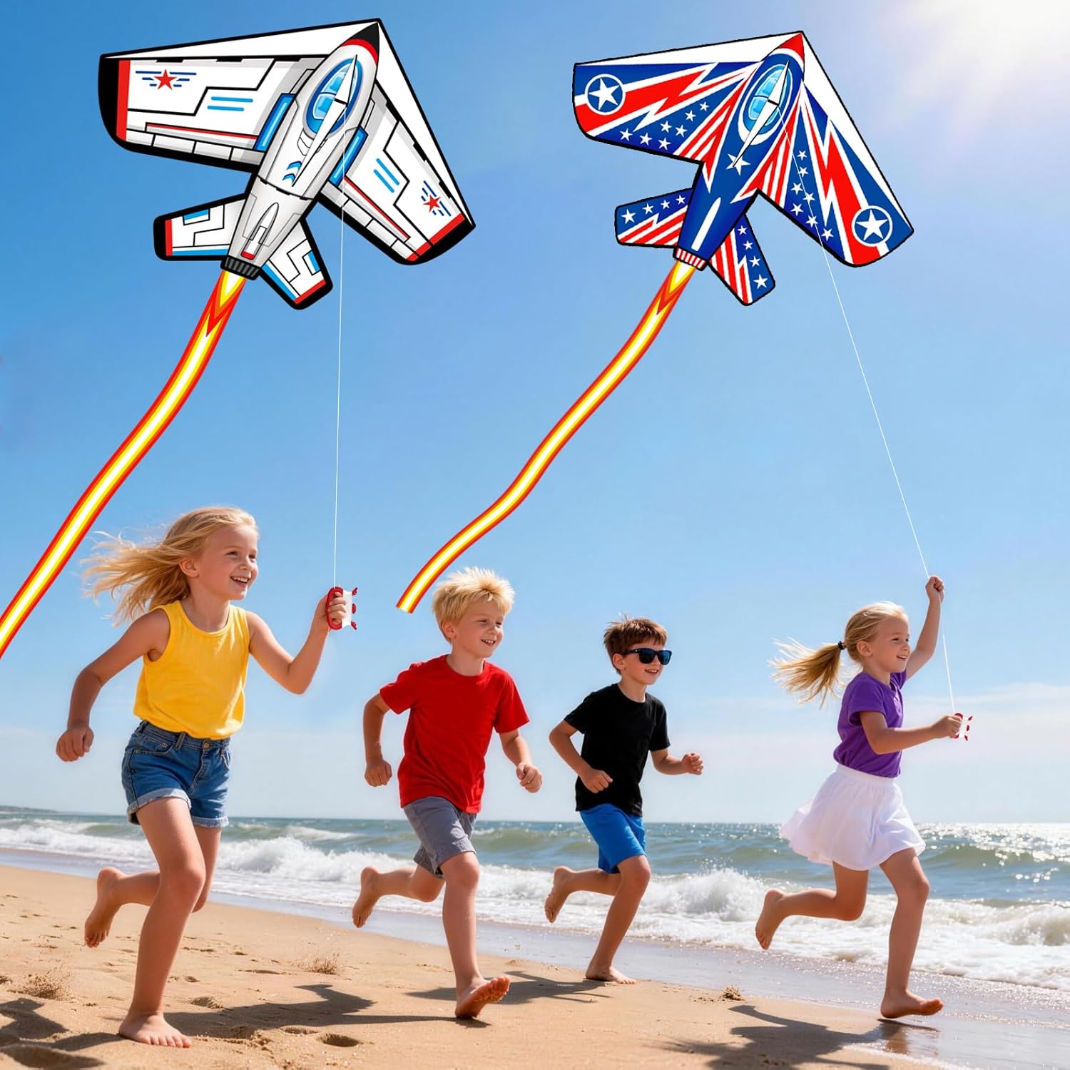 Delta Kites Airplane Kites for Kids & Adults, Delta Multicolor Beach Kite for Kids Age 4-8 8-12 Easy to Fly for Beginners, Easy to Assembled Colorful Kite for Beach Outdoor Toy Games & Family Trip