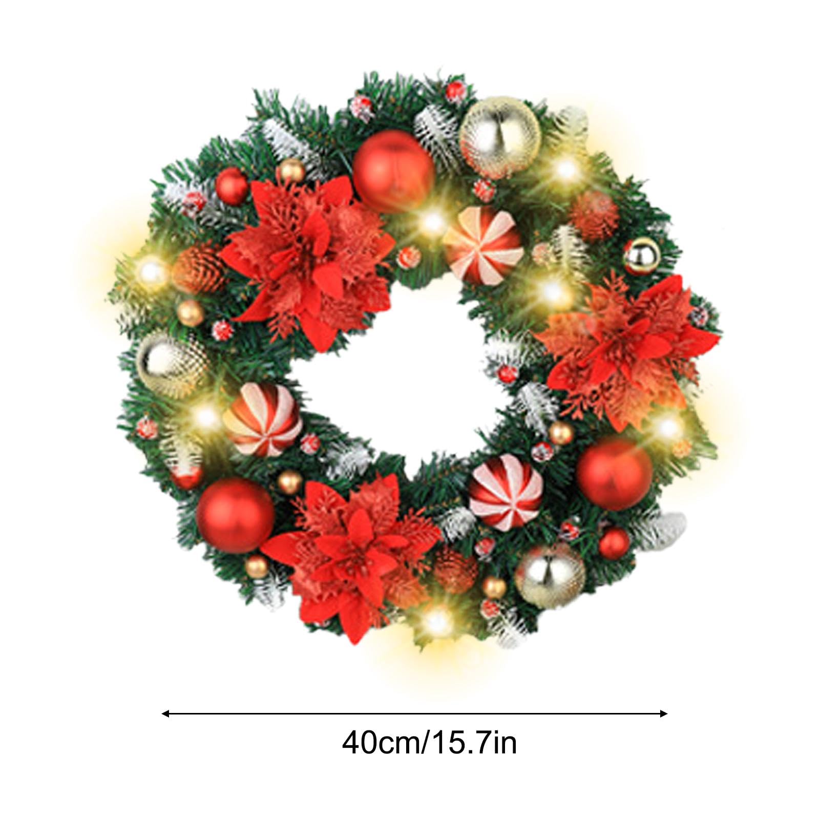 Amazon.co.jp: ライト付きクリスマスリース、16インチのホリデーリース