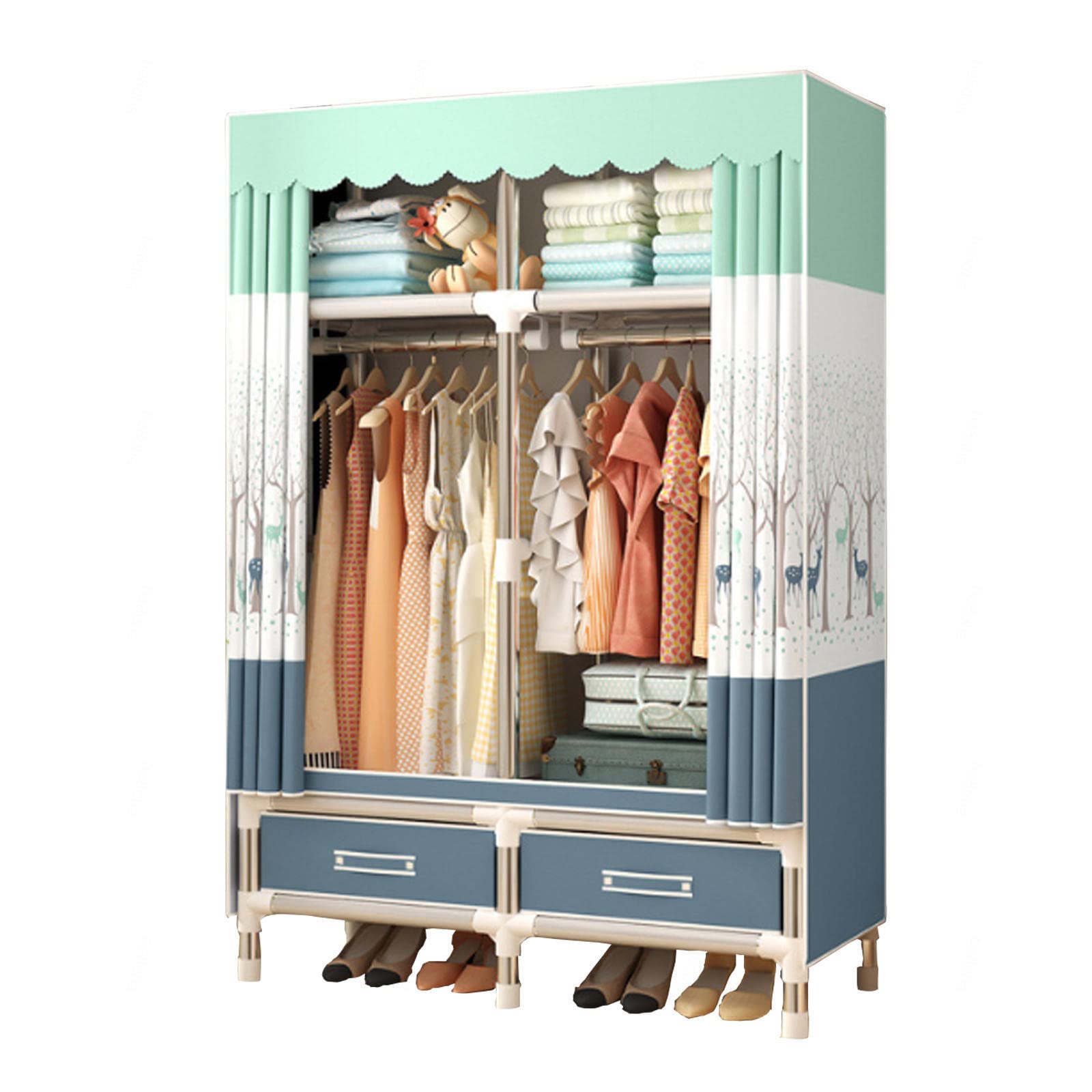Armoire en tissu avec rail de suspension charge lourde
