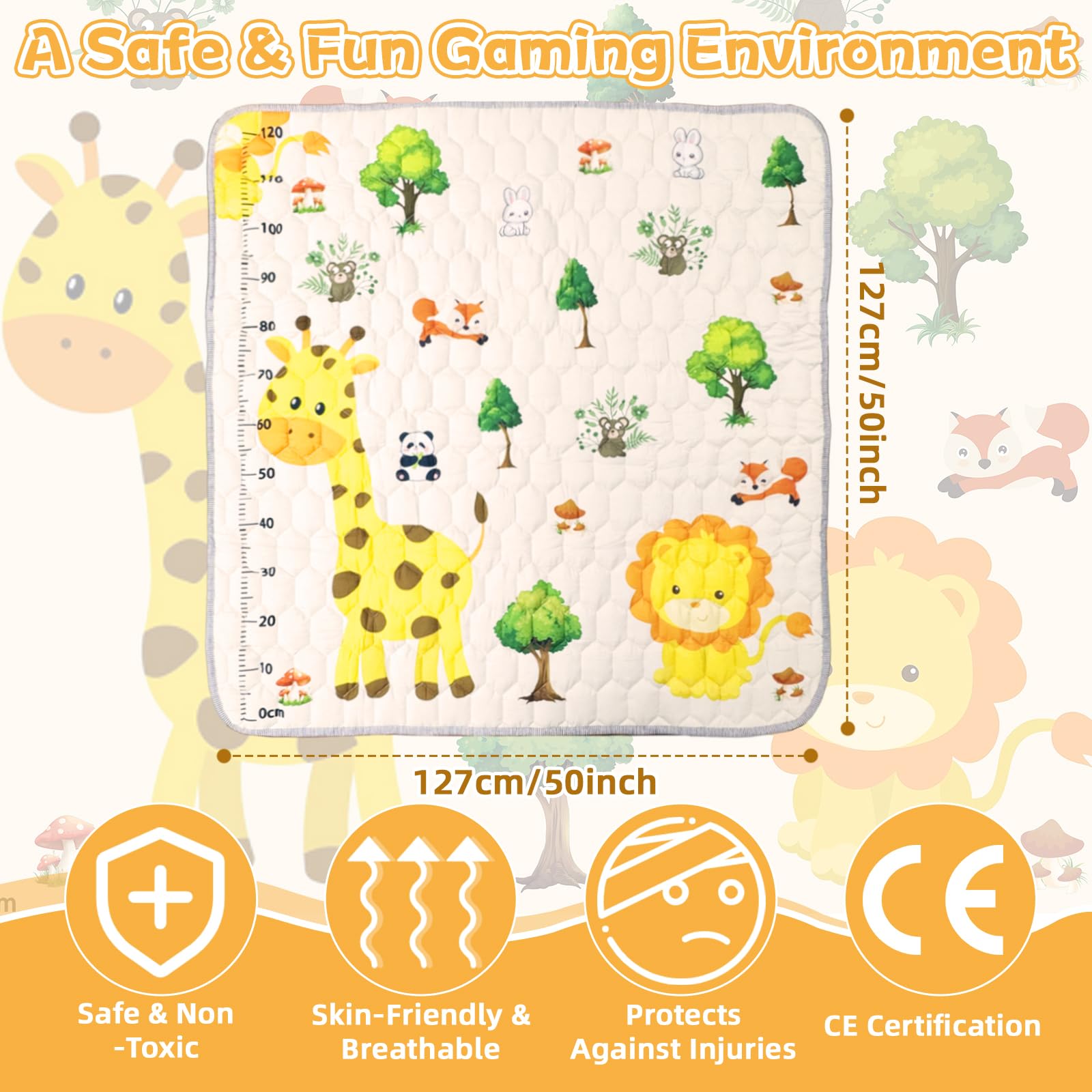 Baby Floor Mat 127 * 127cm, Thick Baby Play Mat for Floor Soft Non-Slip Baby Safe Floor Carpet - Image 2