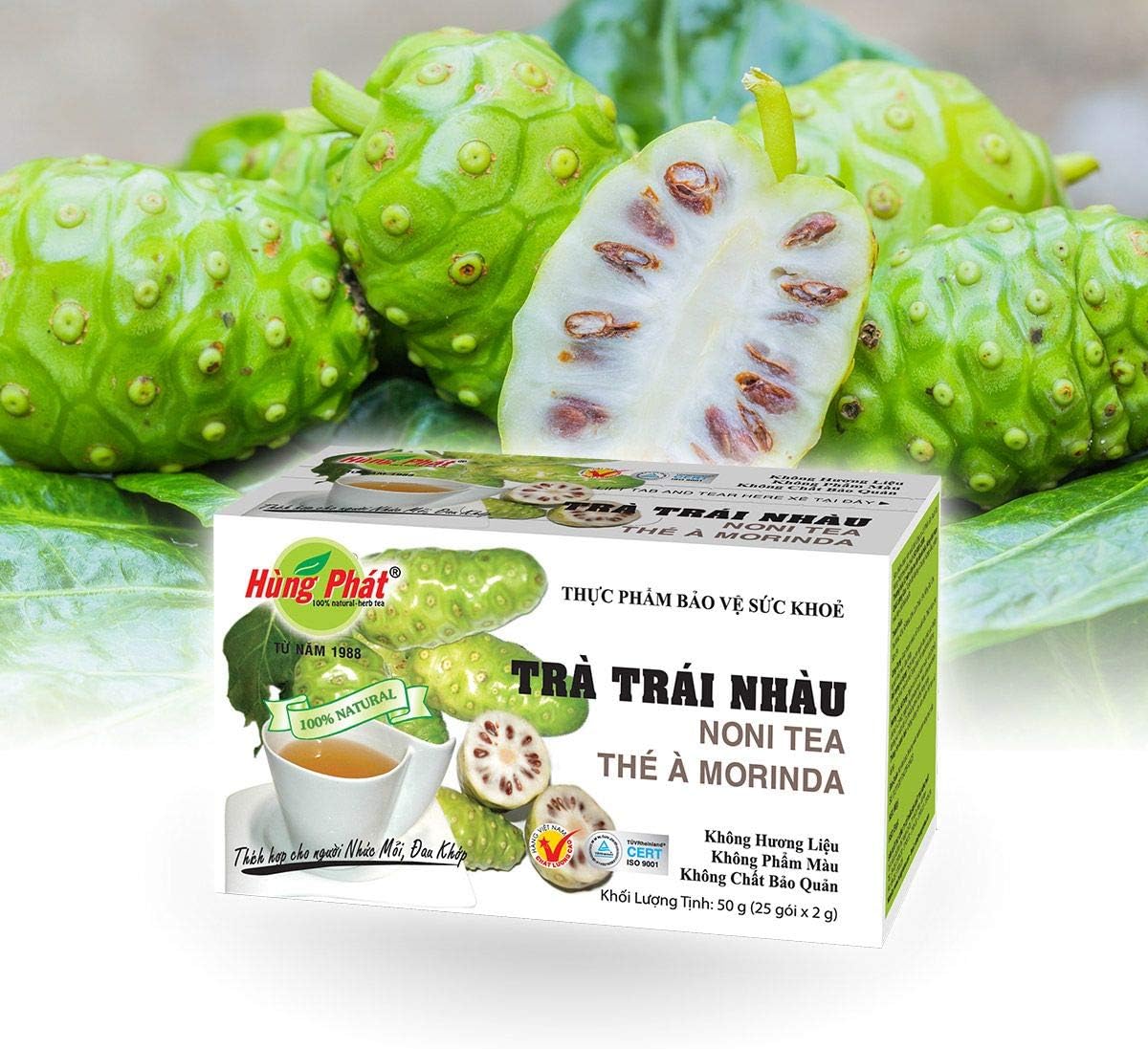 02Boxes (25 Teabags/box x 2g) - Noni Tea Tea Hung Phat - Tra Trai Nhau Hung Phat
