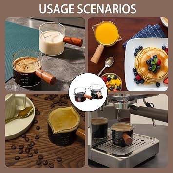 2 PCS Espresso Cups, Espresso Shot Glass, Coffee Measuring Glass for Home and Cafe Use, Durable Design with Precise Measurements