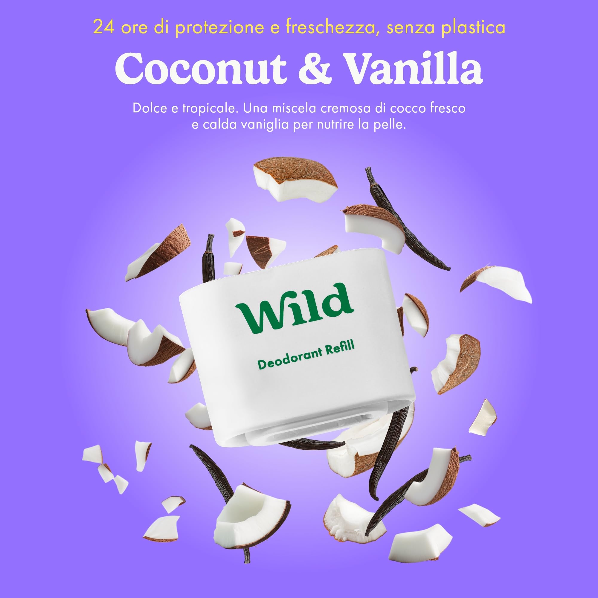 Starter pack deodorante naturale ricaricabile Wild 0% alluminio - Contenitore stampa Api e 5 ricariche da 40g con varie fragranze fresche - 24h di protezione dagli odori -Vegano e delicato sulla pelle