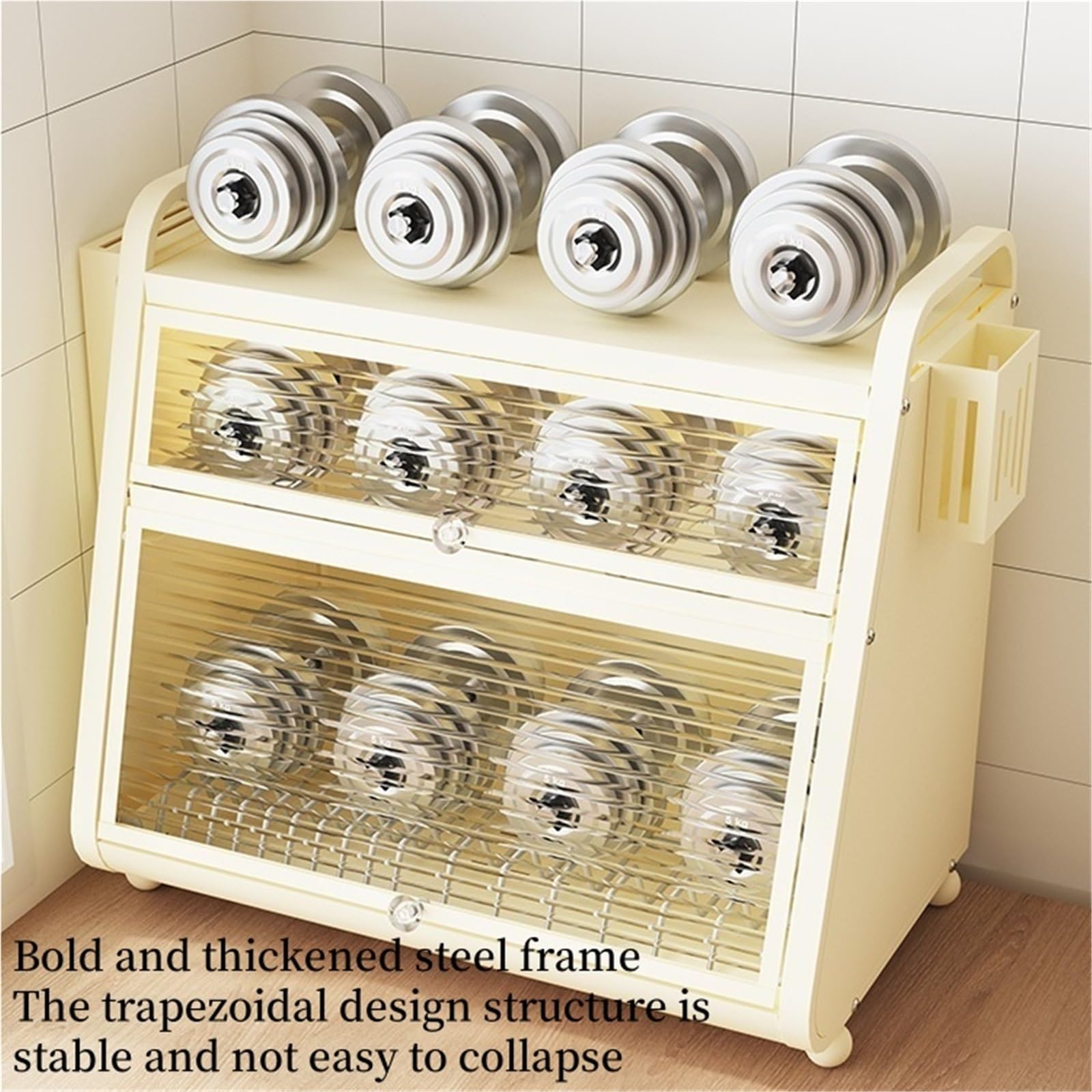 Geschirrschrank mit transparenten Türen – Metall-Abtropfgestell für Küchenarbeitsplatte, Schüssel-Organizer, Sideboard, Abtropfgestell