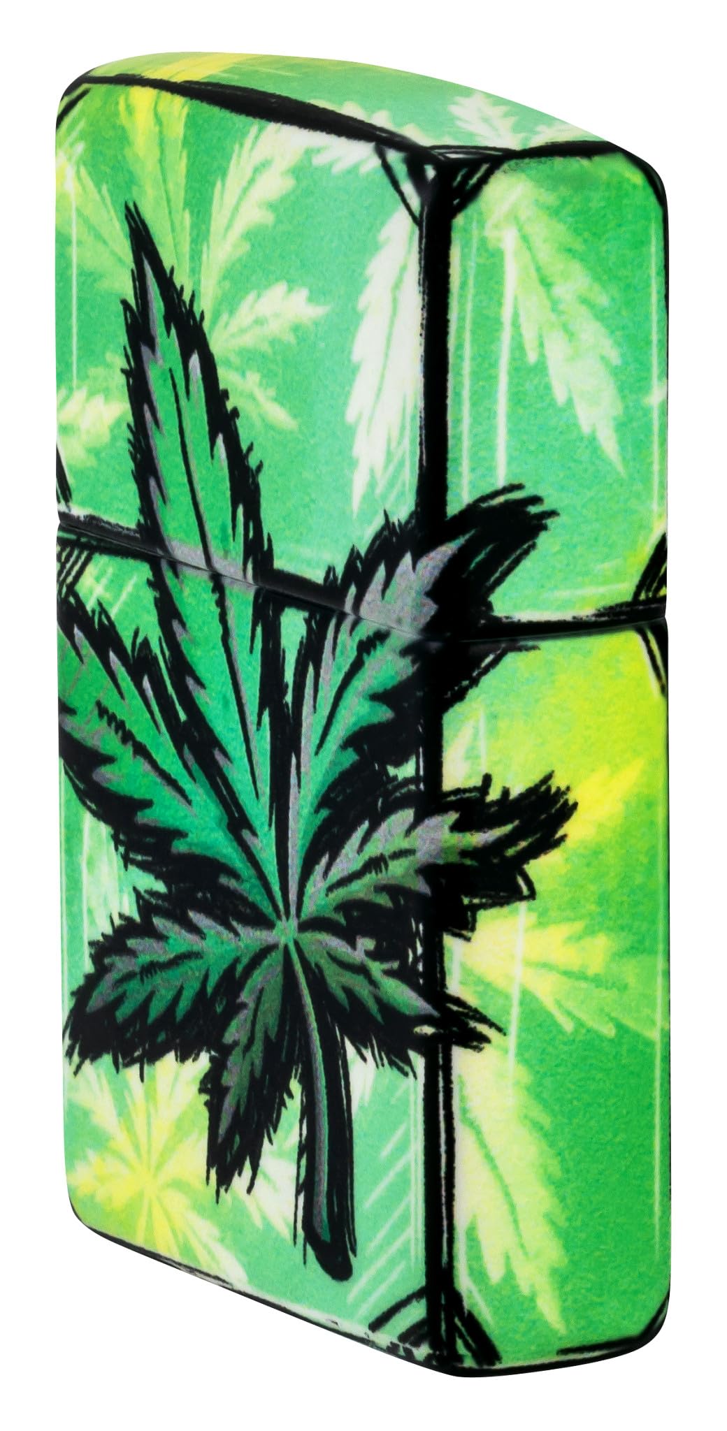Zippo Sturmfeuerzeug - Glowing Cannabis, 540° Glow-in-The-Dark, Color Image - Nachfüllbar - Wiederverwendbar - Windfestes Design - Geschenkbox - Made in USA