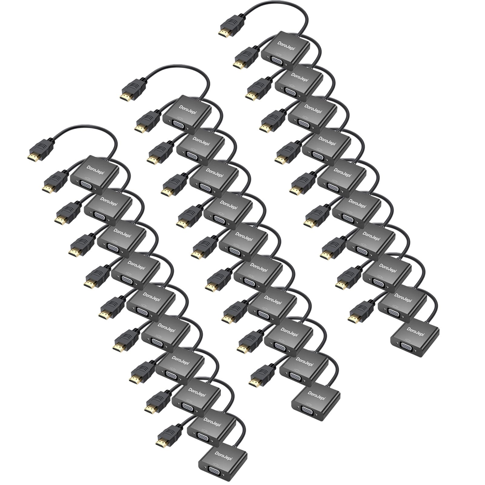 HDMI to VGA Adapter 30-Pack, Uni-Directional HDMI Male to Female