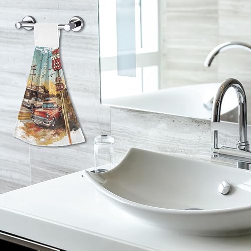 Miniatura 7 de Toallas de cocina colgantes para baño, lindas hamburguesas simples, gasolinera, estilo retro, juego de 2 toallas de Navidad para cocina