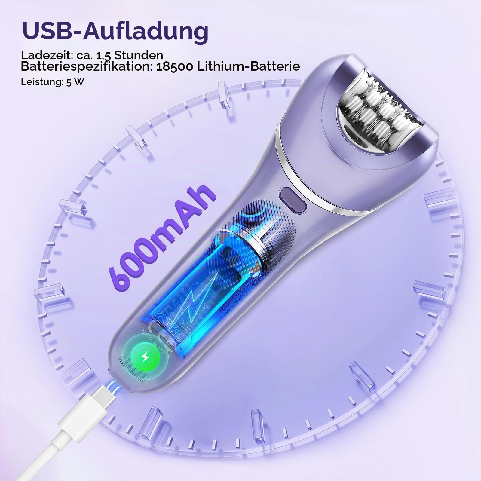 7-in-1 Epilierer Set für Damen, Kabelloser Nass- und Trockenepilierer mit LED-Licht, Gesichts- und Körperepilierer, IPX7 Wasserdicht, 90 Min Laufzeit