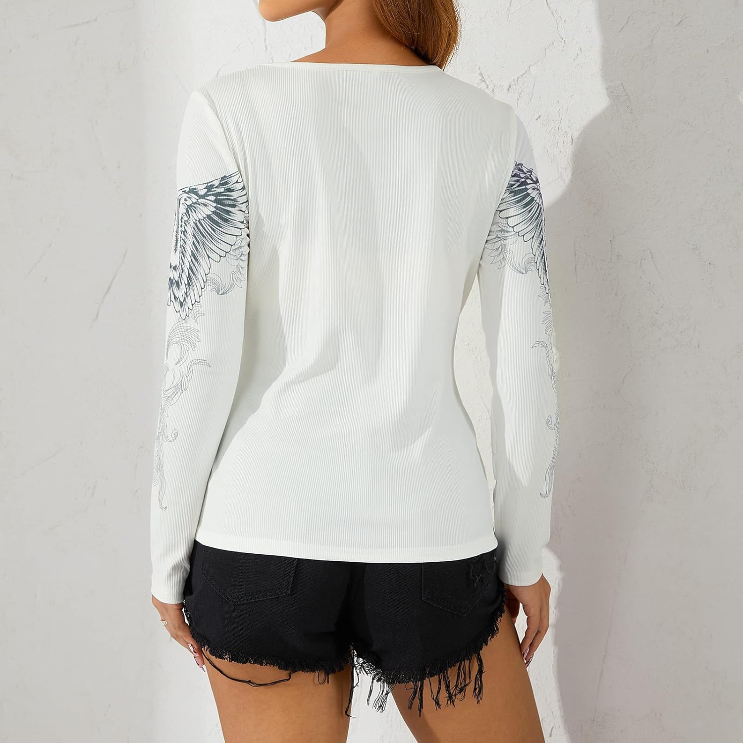 Women's Gothic Long Sleeve Shirts Y2k Fairy Grunge Top Tees Teen Girls Cute Vintage Emo Aesthetic Clothes 2000s - Image 4