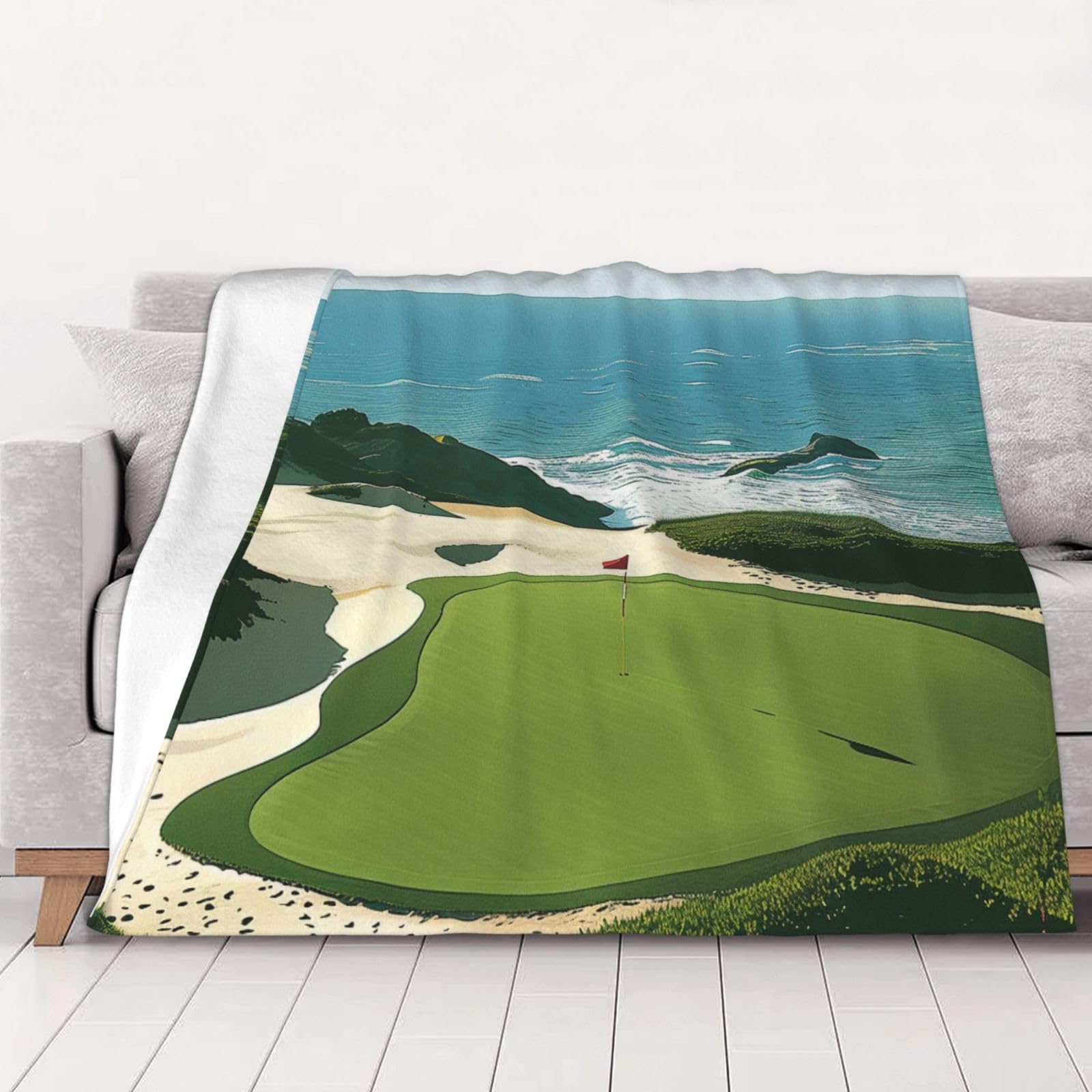 Couverture en flanelle douce et chaude, plaid haut de gamme motif golf 125x100 cm