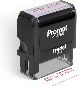 Promot Certified to Be A True & Exact Copy of Original - Self Inking Rubber Stamp - Ink Stamps