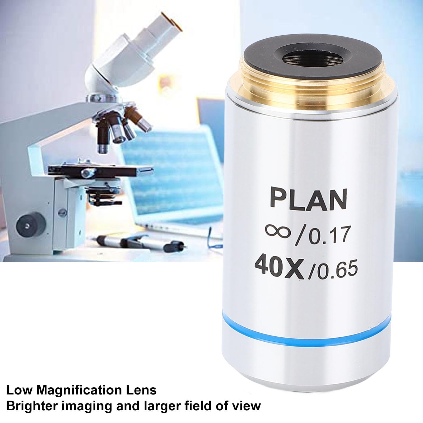 Tbest Lente Objetivo Indusal Plies, Rosca 40X Rms, Visión Amplia, Lente Objetivo de Microscopio de Alta Traitancia 95, EON Científico