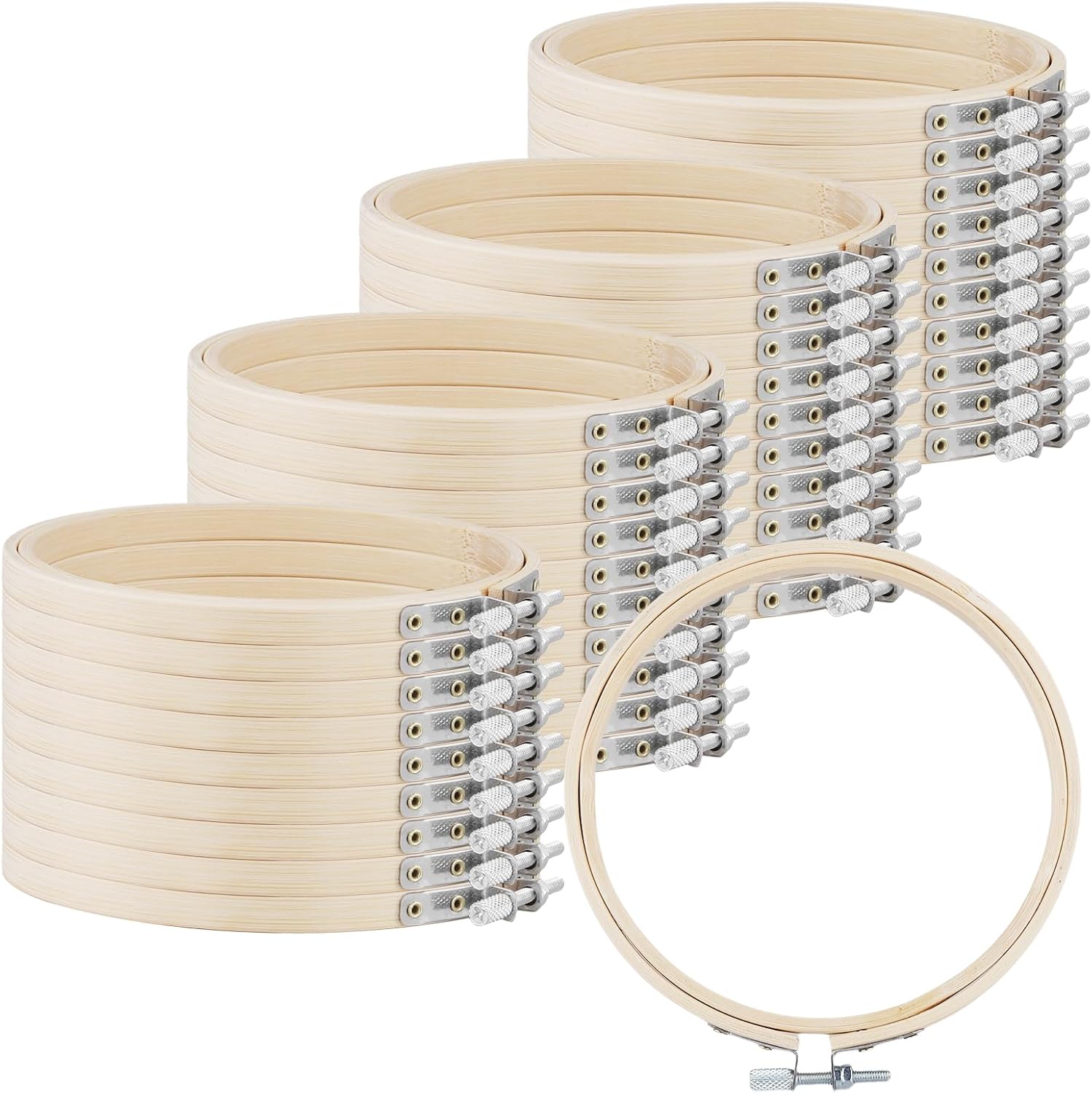 SENJEOK Bamboo Embroidery Hoops, Wood 5 Inch Round Ring, 40 Pack, for DIY Crafts, Cross Stitch, Sewing
