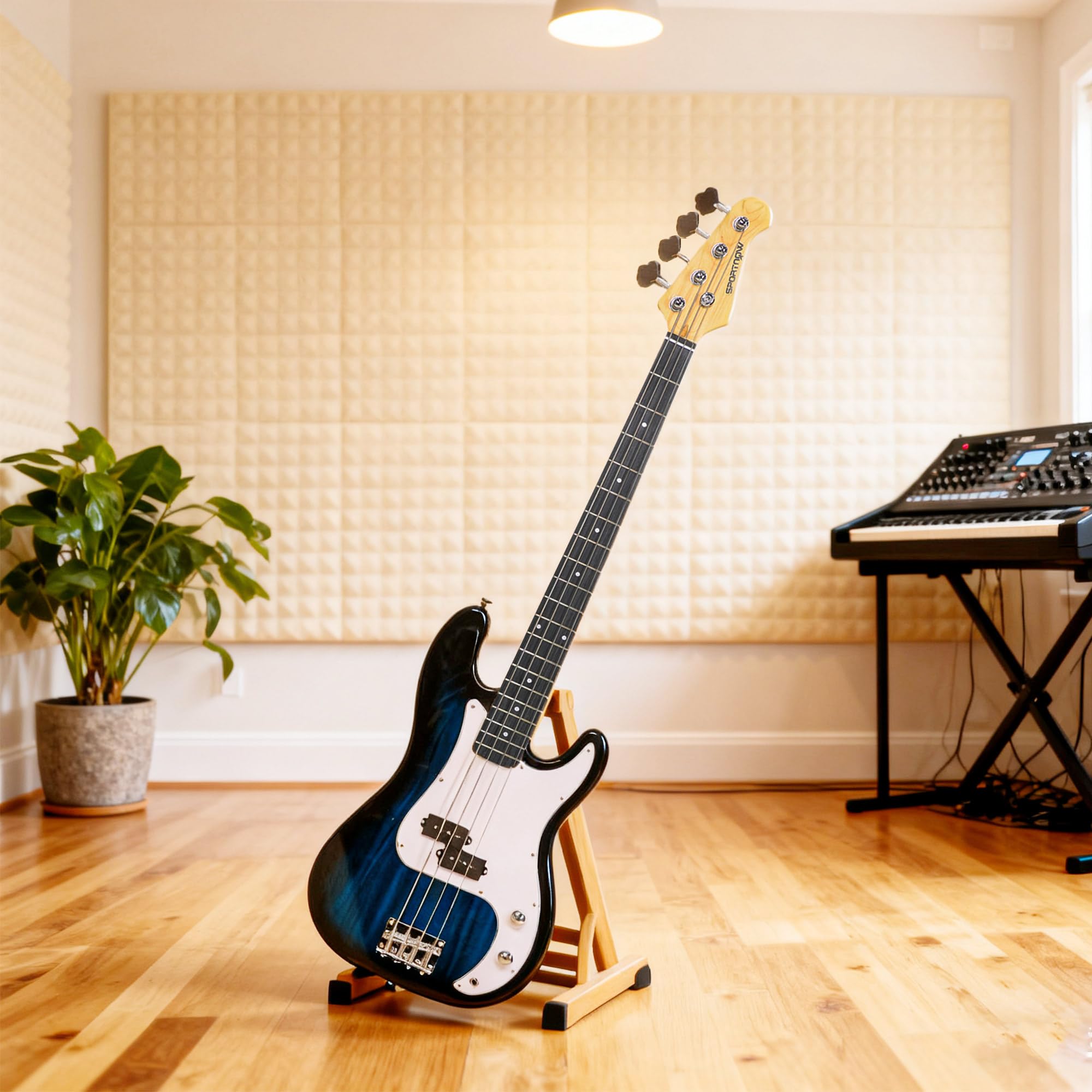 SPORTNOW Chitarra Basso Elettrico 4 Corde con Amplificatore 15W, Borsa, Tracolla, Blu Scuro