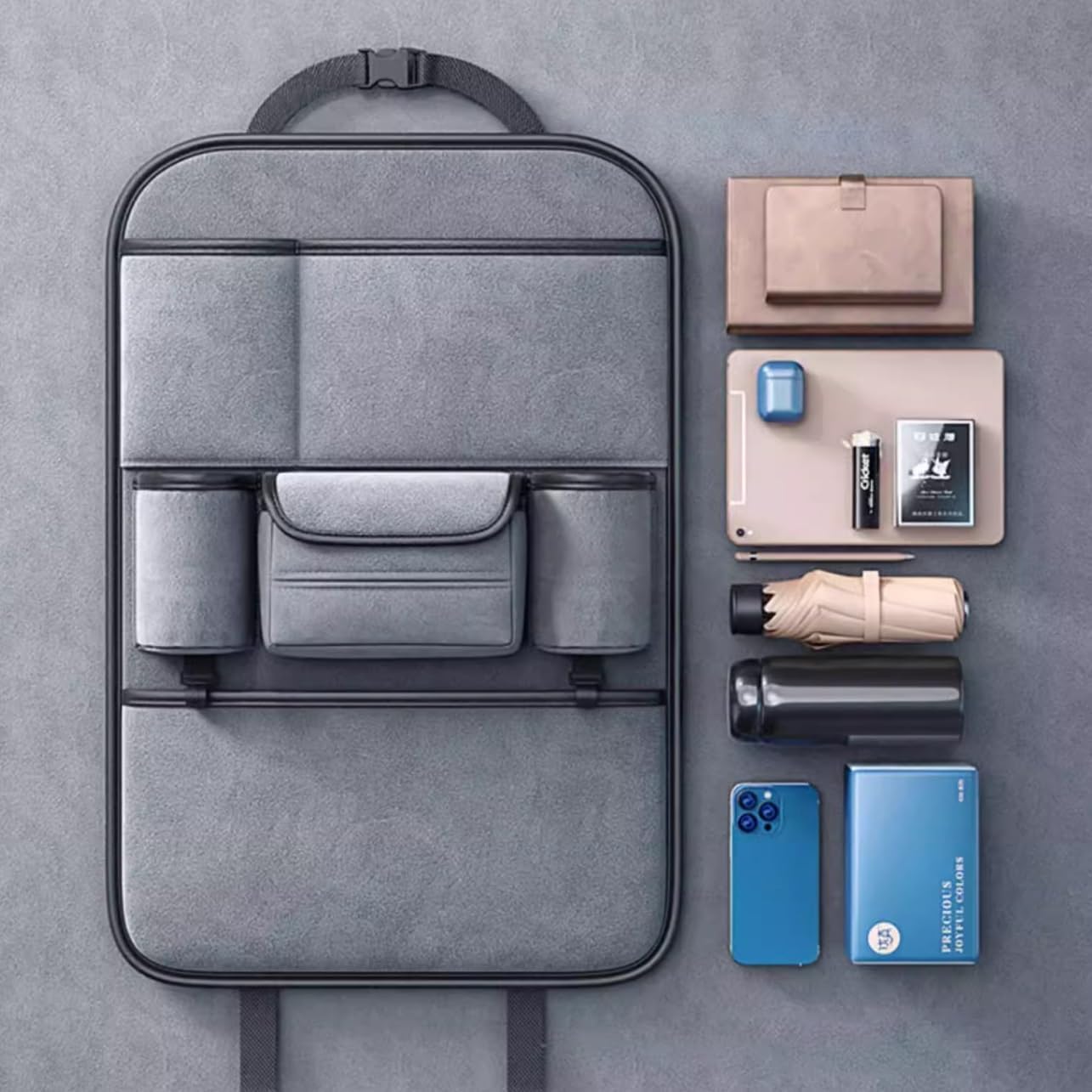 Organizador Asiento Coche para Benz GLB 200d 2019-2024, Multifunción Organizador Asiento Trasero Coche Lorganizador Asiento Coche Niños Protector de Asiento Trasero,Cyan-One