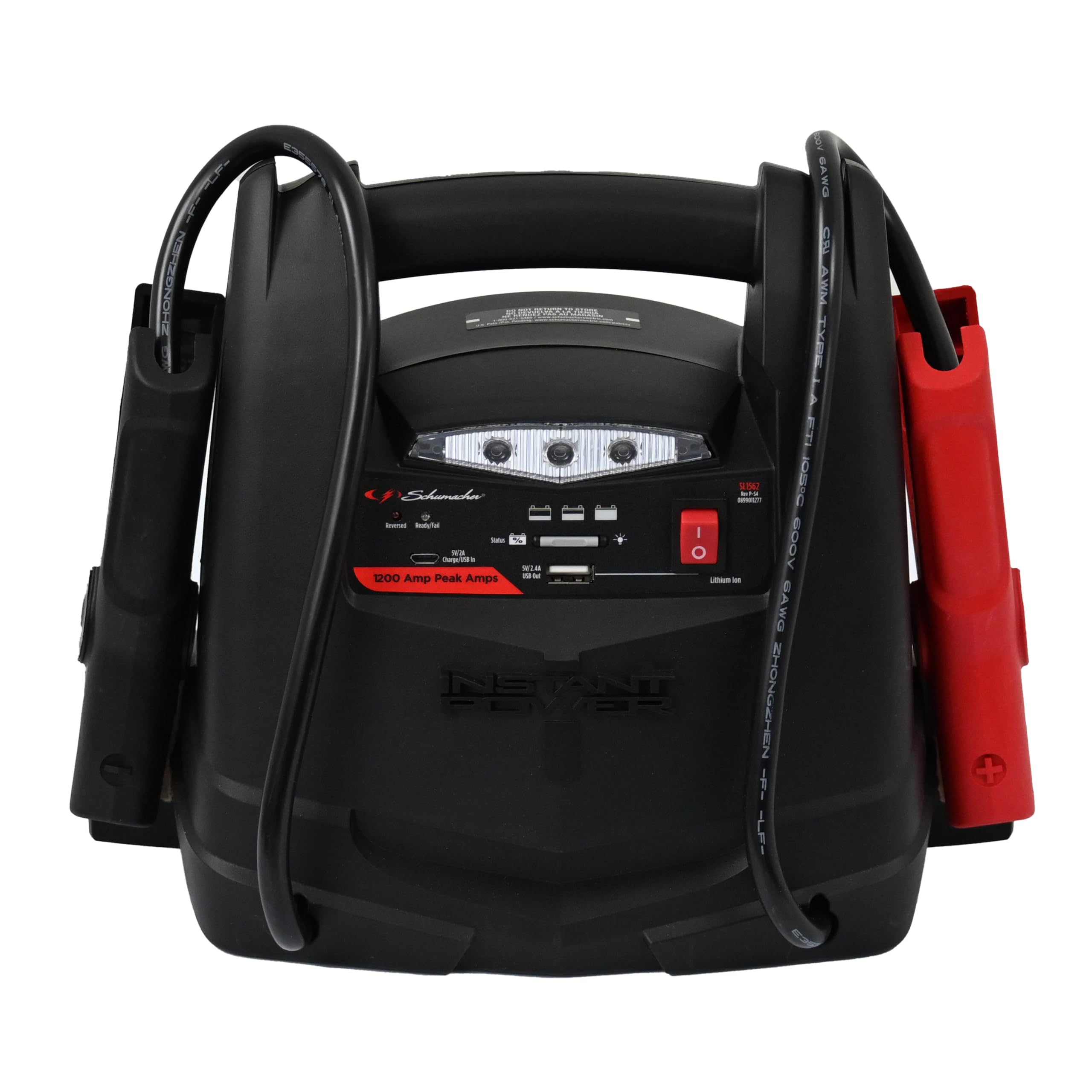 Schumacher Electric Lithium Jump Starter and Portable Power Station, SL1562, 4-in-1, 1200 Amps, 12 Volt, 150-PSI Air Compressor, USB Charging, Starts Car, Truck, Motorcycle, and Marine Batteries