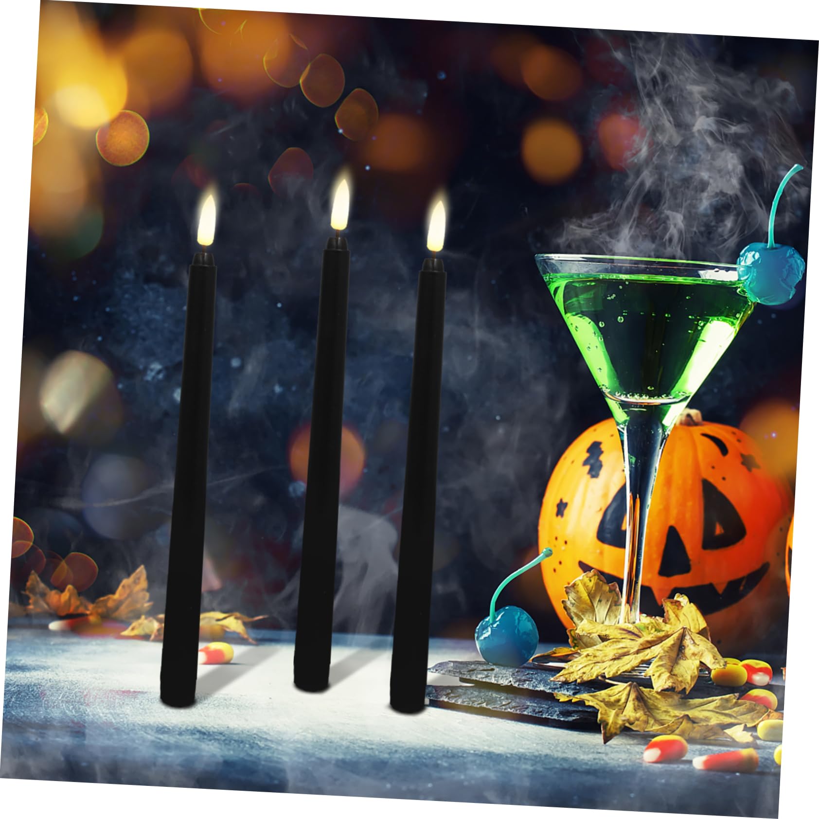SHINEOFI 12 piezas Velas LED Decorativas Amarillas Parpadeantes para Halloween Fiesta Sin Fuego Seguridad