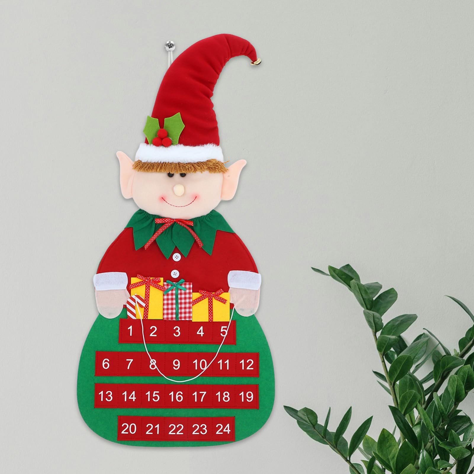 Weihnachts-türkalender aus Filz Adventskalender zum Aufhängen mit Täglichen Überraschungen und Ornamenten für Weihnachtsdeko