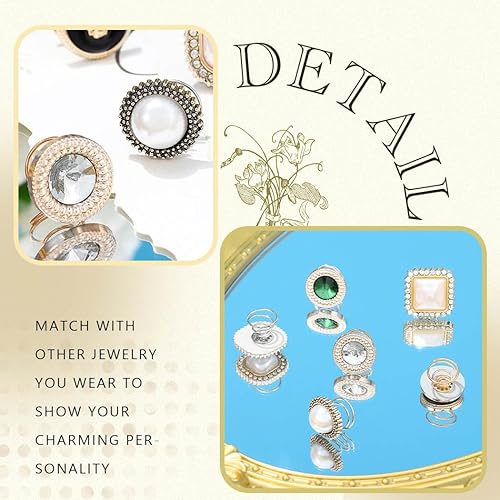 Miniatura 5 de JAKAWIN Horquillas en espiral para el cabello, bobinas de diamantes de imitación, pinzas para el cabello con perlas de cristal, accesorios de boda