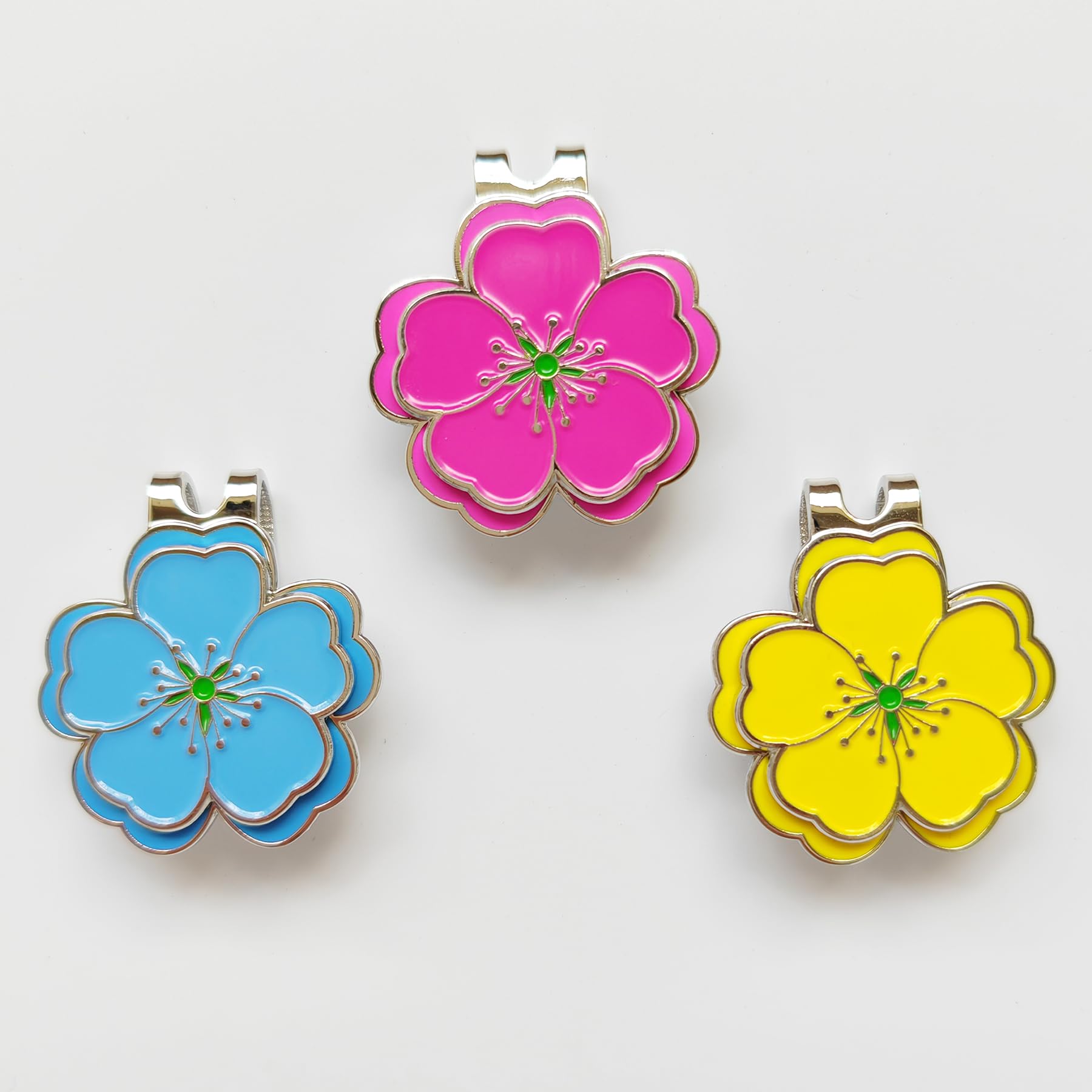 Eshan Golf Ball Marker and Magnetic Golf Hat Clip Set Flower Clover Shape Clips Markers Golf Bag Accessories Court Gift for Men Women Golfer (Flower) - Image 4