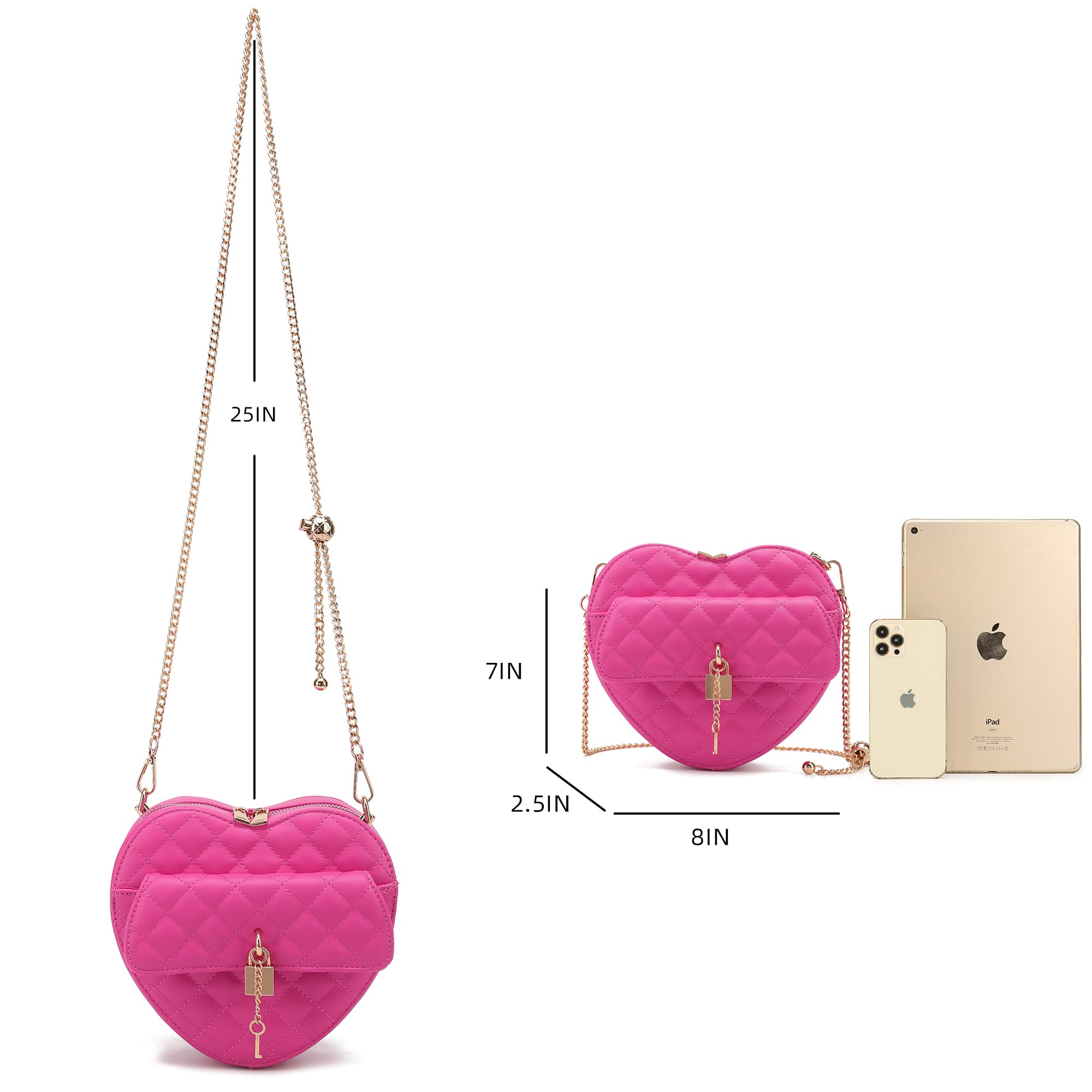 lola mae Heart Shape Satchel Crossbody Purse for women Zip Around Shoulder Bag