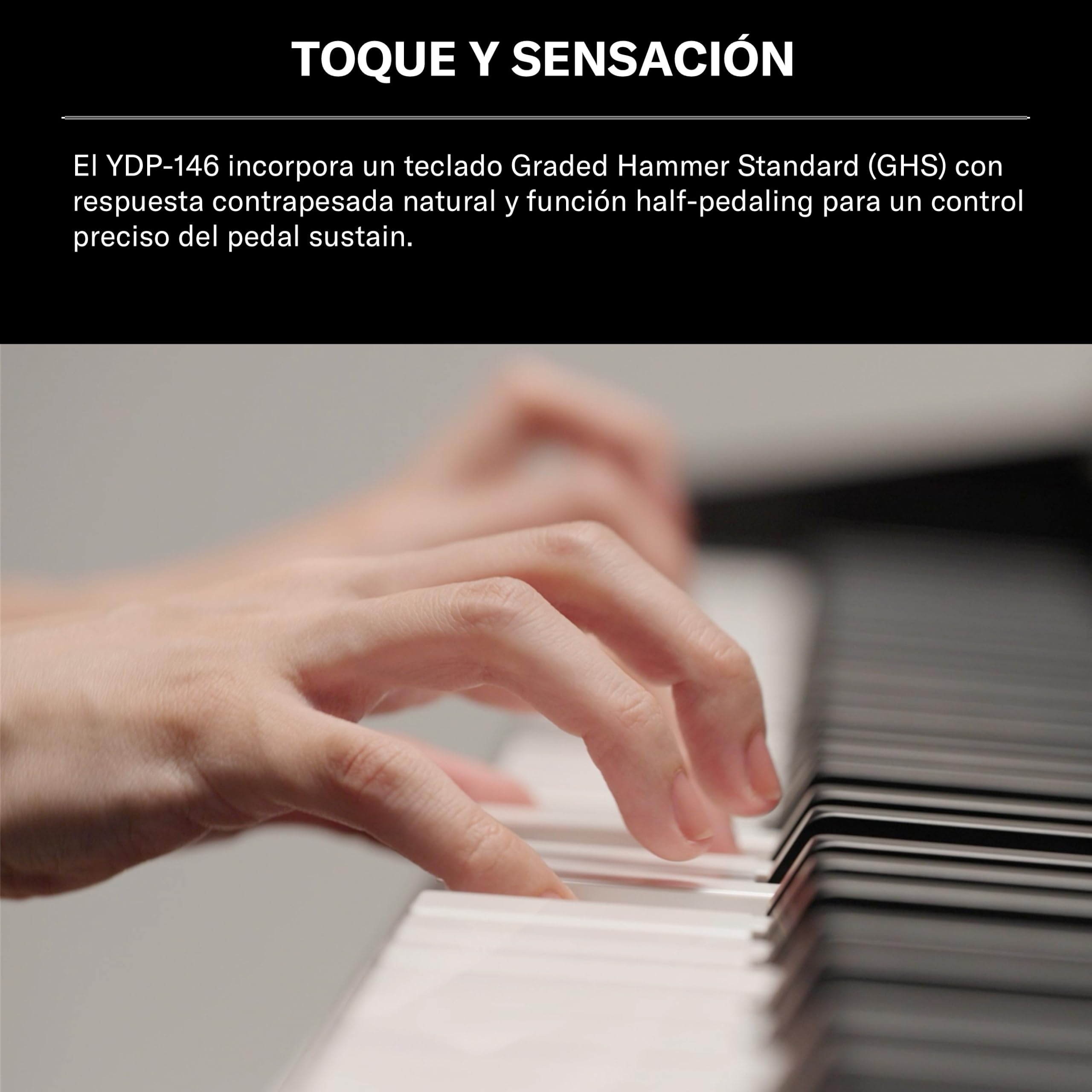 YAMAHA YDP-146 Piano Digital – 88 teclas contrapesadas (GHS), Voz de piano de cola CFX, altavoces de 8W, Bluetooth, 3 pedales, ideal para el hogar y para principiantes – Palisandro