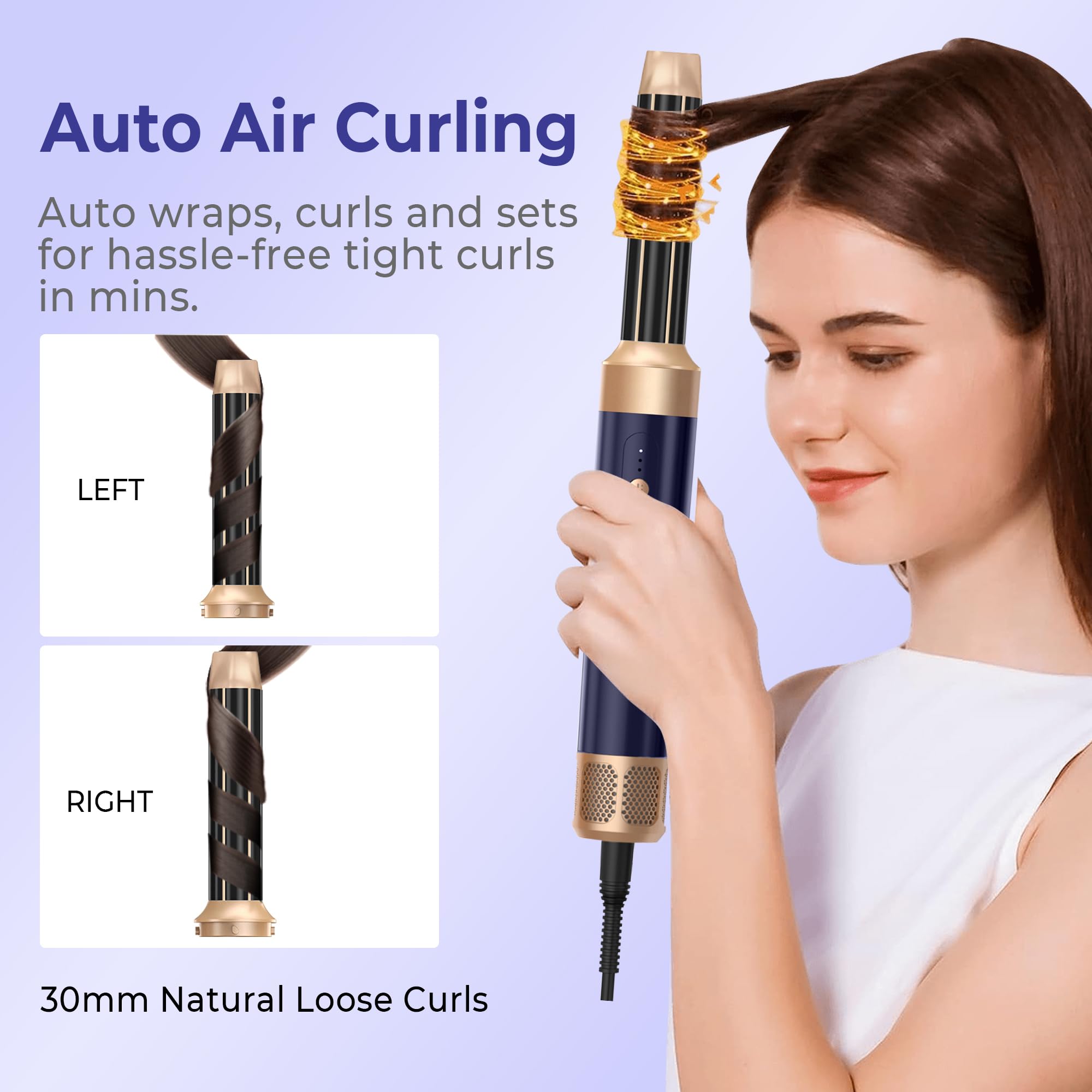 Cepillo Secador de Pelo Air Styler 7 EN 1, Moldeador de Pelo, Hair Styler, Dar Volumen, Doblar, Suavizar, 1400w Secador Pelo Profesional con Difusor