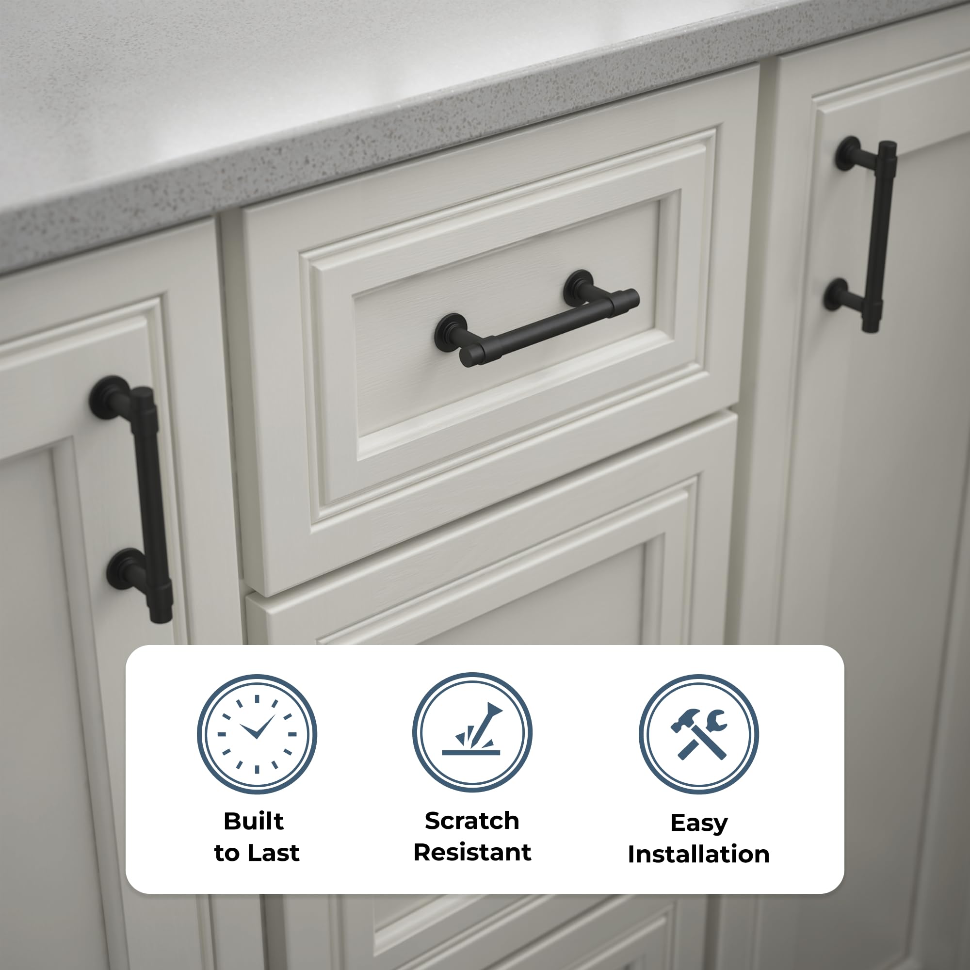 Franklin Brass P29520Z-FB-B Francisco Cabinet Drawer Handle, Matte Black, 3" (76mm) - Image 3