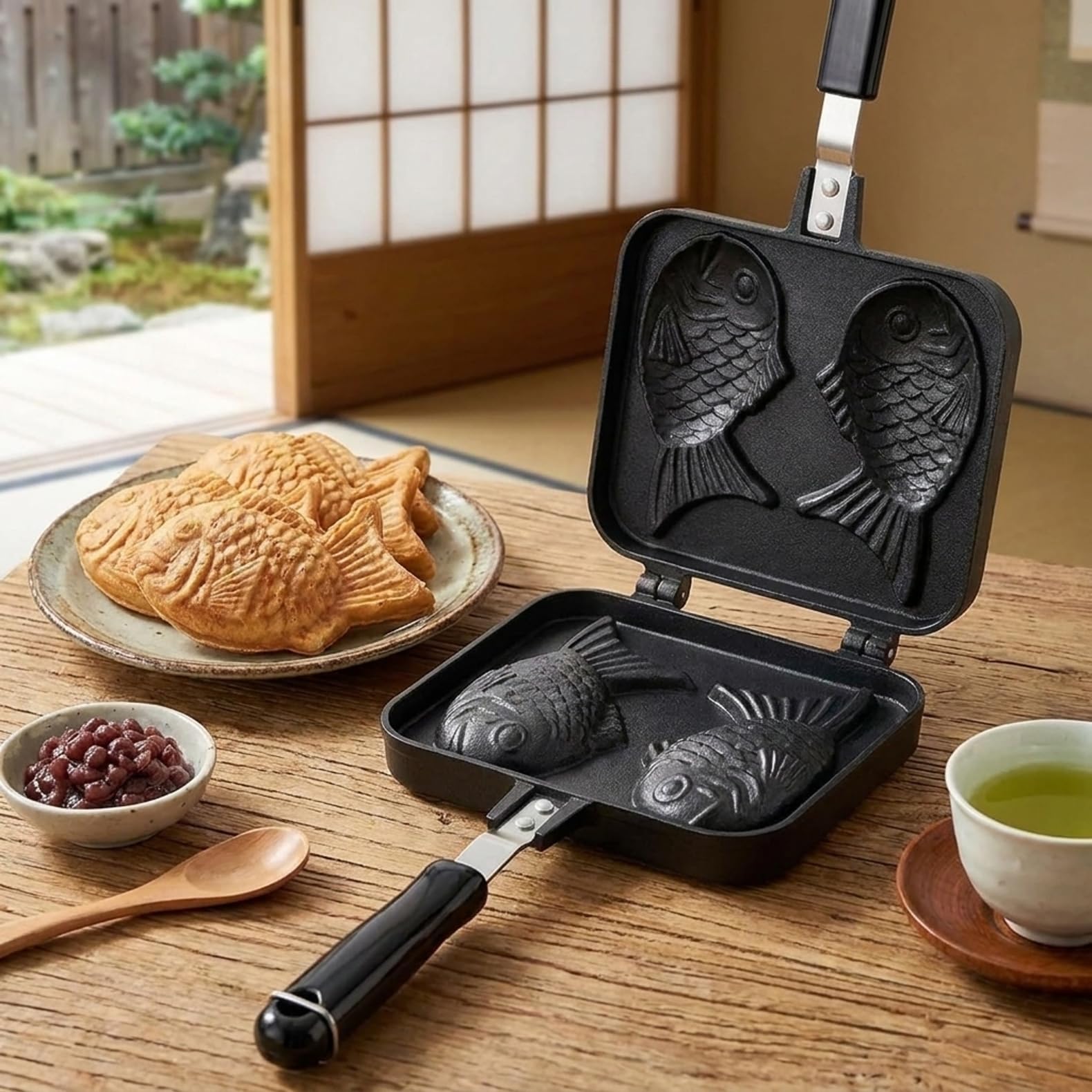 Amazon.co.jp: たい焼き器 直火式 ガスコンロ 炭火対応 3匹焼き