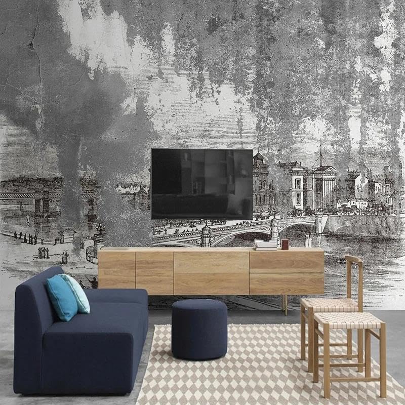 Papier peint 3D gris deco salon chambre autocollant mural PVC minimaliste