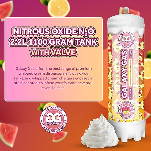 Miniatura 4 de Galaxy Gas Sabor a limonada de sandía, tanque de cartucho dispensador de crema batida, óxido nitroso 2.2L 38.80 oz, tanque de crema batida, tanque