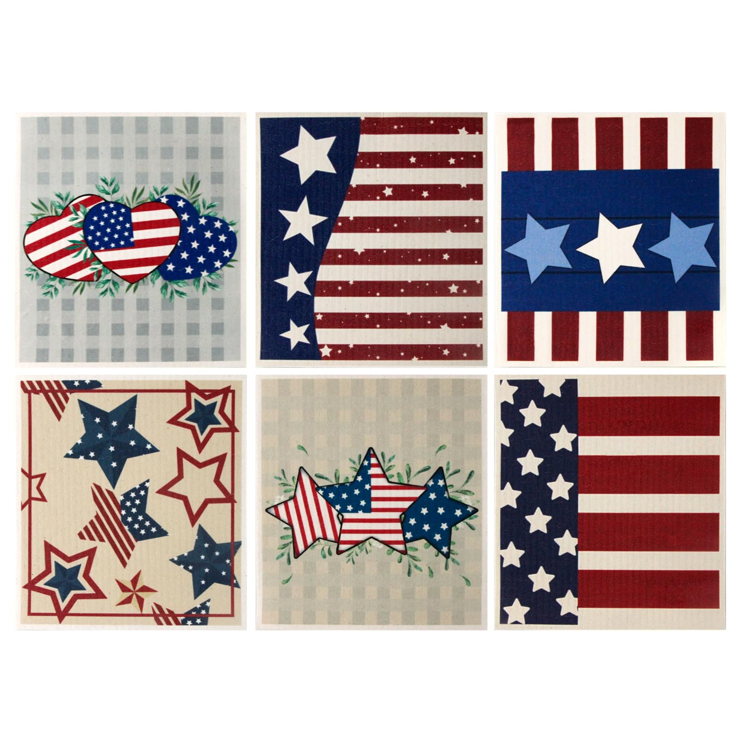 SpunsponSwedish Kitchen Dish Cloths - 6 Pack Reusable Paper Towels for Counters & Dishes - Eco Friendly Cellulose Sponge Cloth - Assorted (Flag)