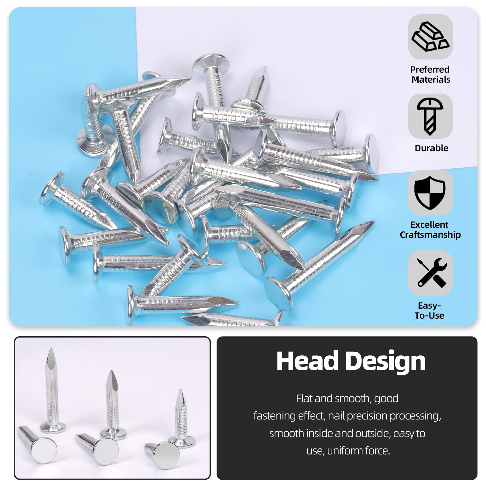 Roofing Felt Nails - 400 Pcs Steel Clout Nails -5