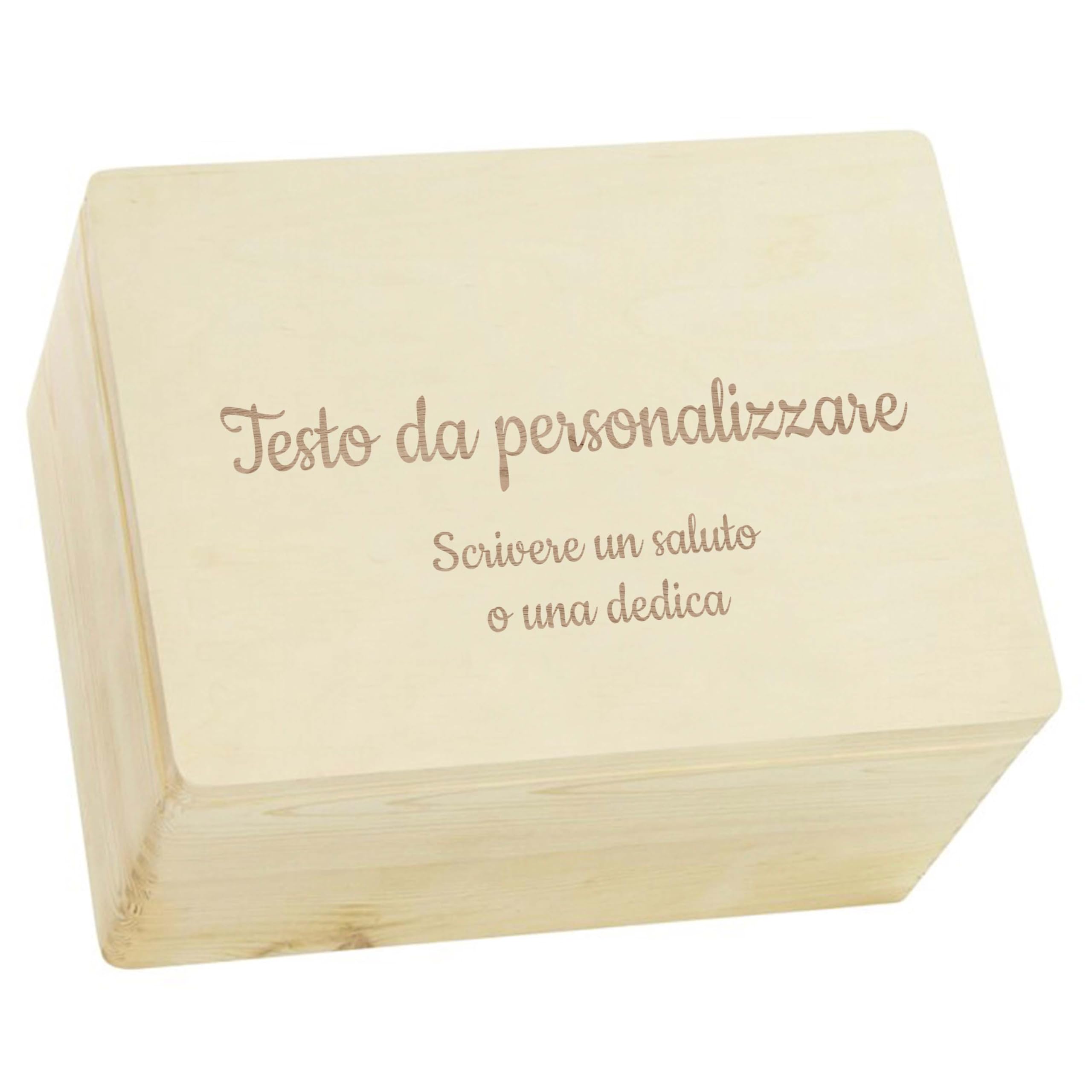 LAUBLUST Scatola dei ricordi del bambino - Incisione richiesta - Regalo personalizzato per il bambino | Taglia XL, ca. 40 x 30 x 24 cm, Naturale - Scatola decorativa in legno con coperchio, FSC®