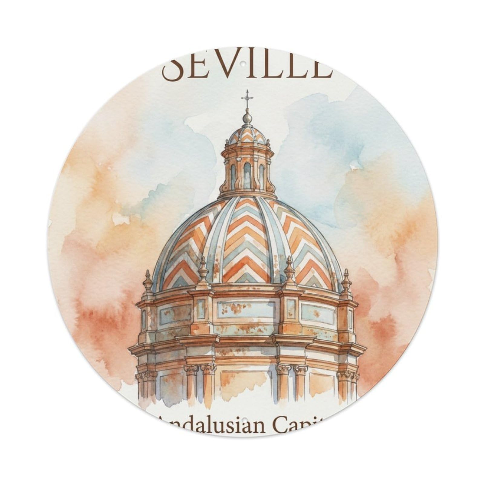 Vintage Travel Seville Spain Emblem Vintage Metal Tin Sign Plaque Wall Decor for Cafe, Club Bar, Office, Garden Metal Poster 8x8Inch