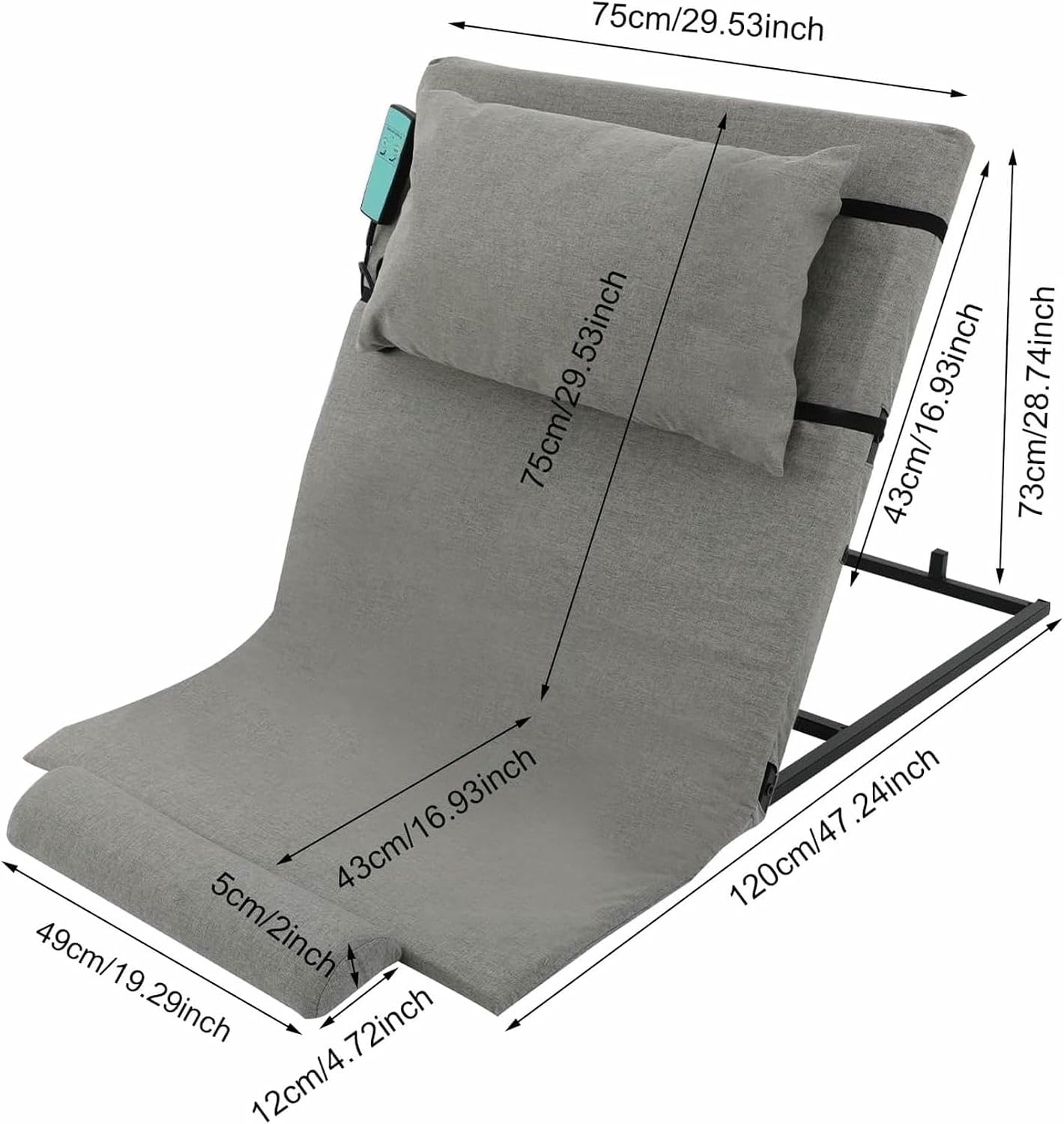 Electric Lifting Backrest for Bed, 2-80° Adjustable, Carbon Steel Frame 661 lbs Capacity Lifting Backrest for Seniors and Pregnant