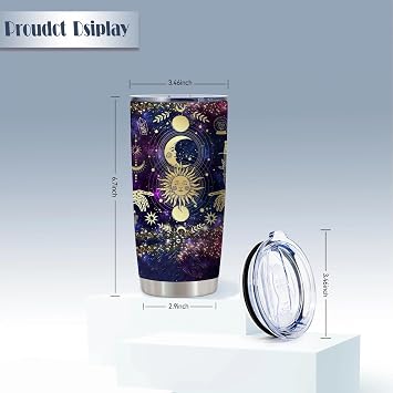 Goth Moon Tumbler,Halloween Witch Travel Mugs, Gothic Moon Phase Black Vacuum Insulated Stainless Steel 20 Oz Witchy Tumbler Cup,Halloween Spooky Gifts for Women Goth Mystery Coffee Tumblers,1 Pcs